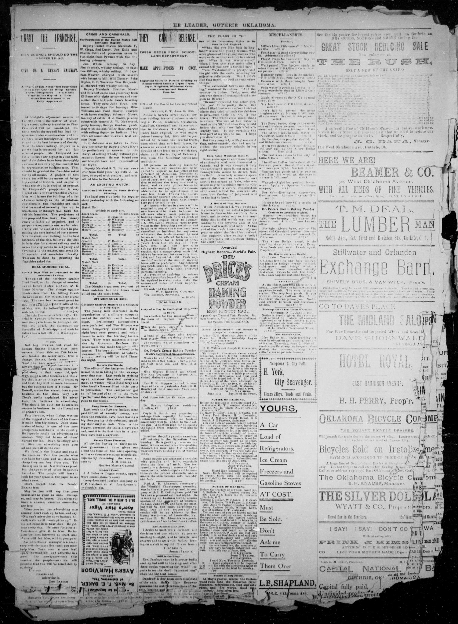 The Guthrie Daily Leader. (Guthrie, Okla.), Vol. 2, No. 162, Ed. 1, Wednesday, June 13, 1894
                                                
                                                    [Sequence #]: 4 of 4
                                                