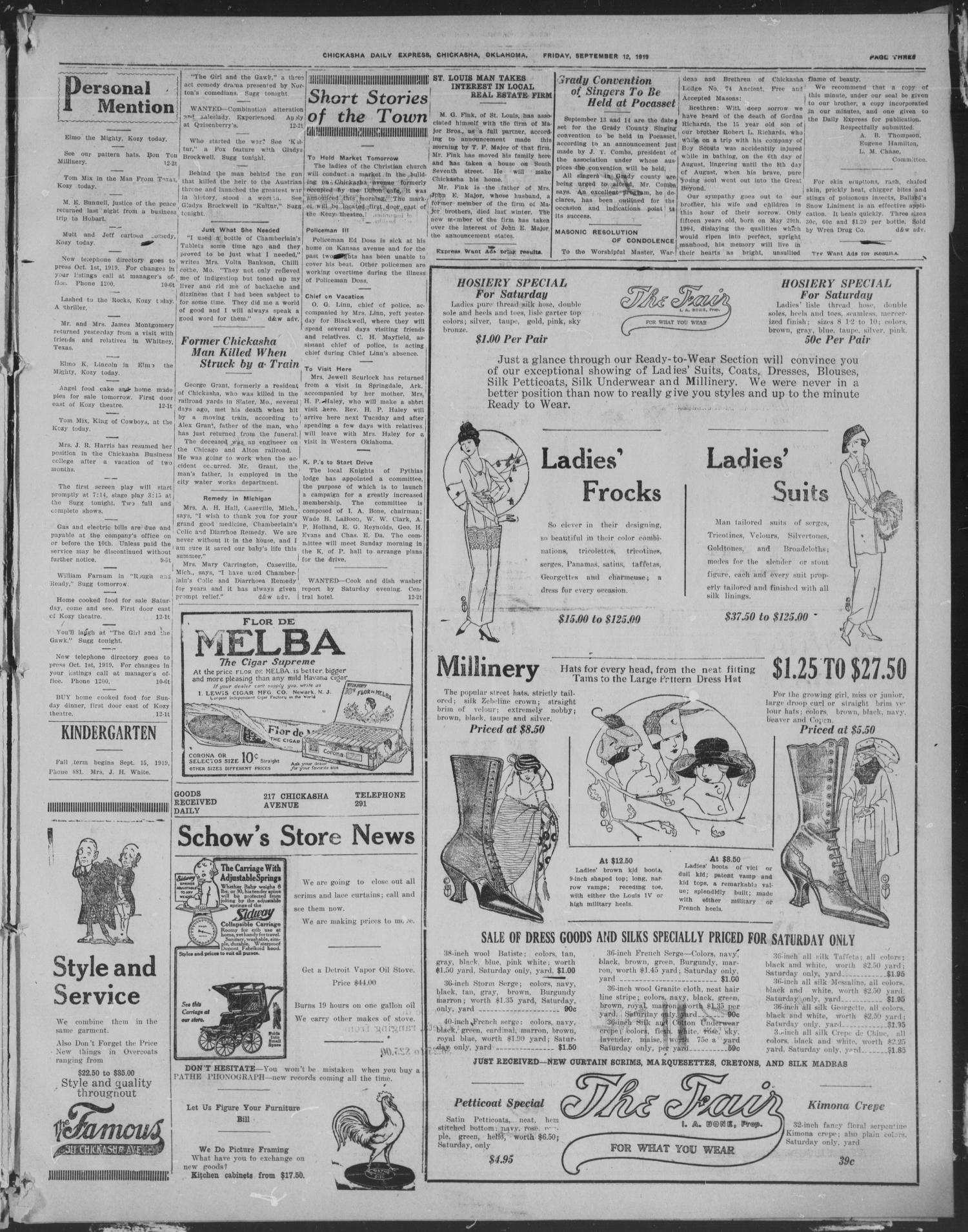 Chickasha Daily Express (Chickasha, Okla.), Vol. 20, No. 217, Ed. 1 Friday, September 12, 1919
                                                
                                                    [Sequence #]: 3 of 8
                                                
