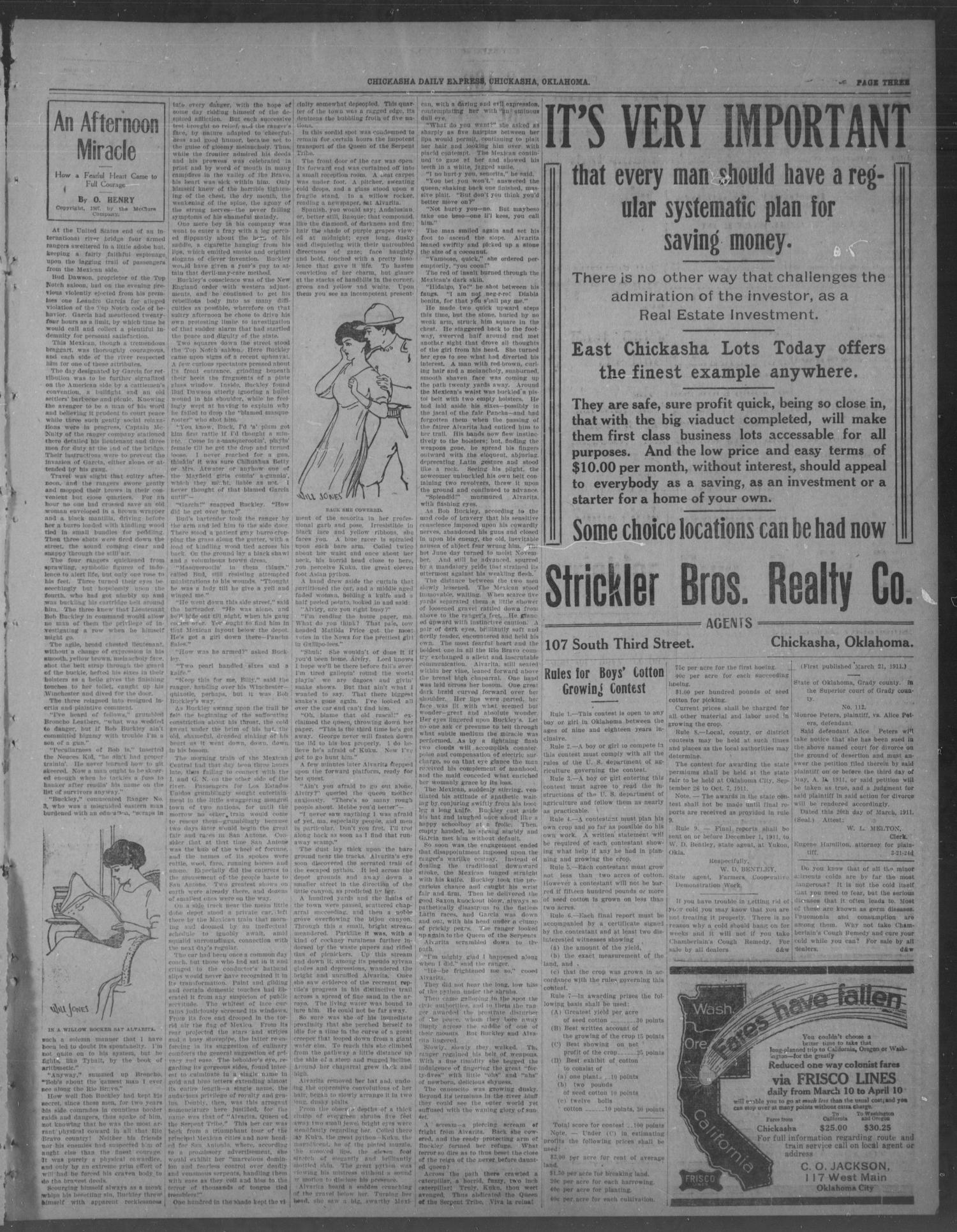 Chickasha Daily Express. (Chickasha, Okla.), Vol. 18, No. 68, Ed. 1 Tuesday, March 21, 1911
                                                
                                                    [Sequence #]: 3 of 8
                                                