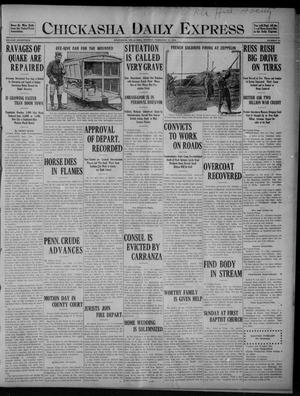 Primary view of object titled 'Chickasha Daily Express (Chickasha, Okla.), Vol. SEVENTEEN, No. 44, Ed. 1 Monday, February 21, 1916'.