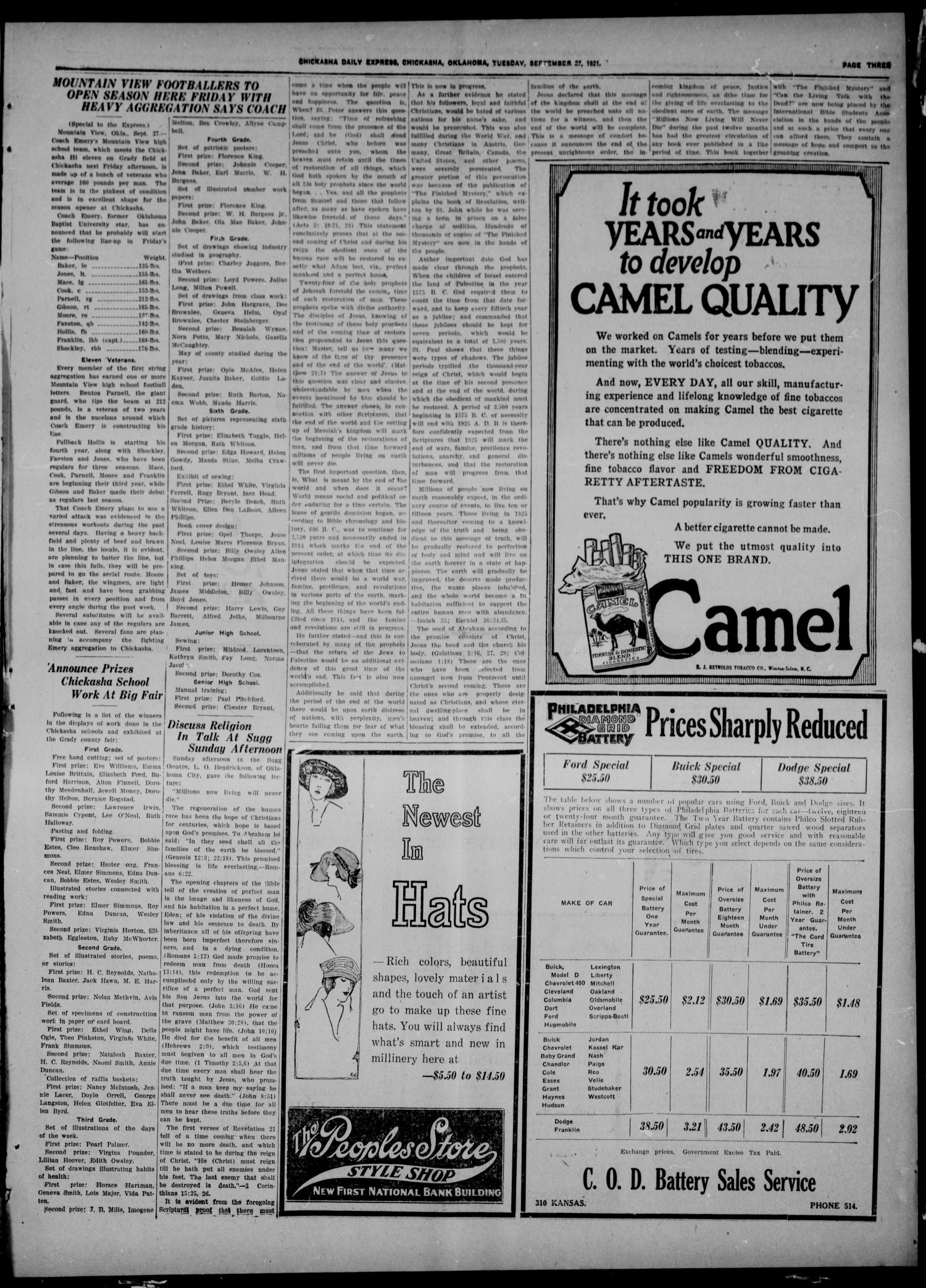 Chickasha Daily Express (Chickasha, Okla.), Vol. 22, No. 138, Ed. 1 Tuesday, September 27, 1921
                                                
                                                    [Sequence #]: 3 of 6
                                                