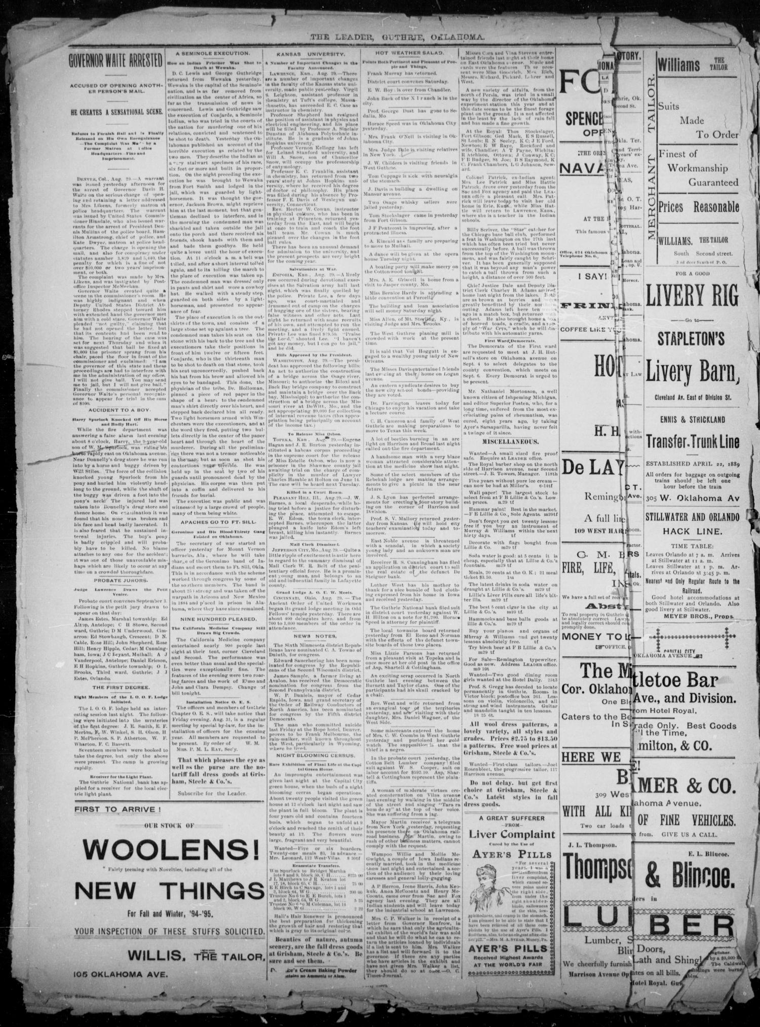The Guthrie Daily Leader. (Guthrie, Okla.), Vol. 2, No. 227, Ed. 1, Thursday, August 30, 1894
                                                
                                                    [Sequence #]: 4 of 4
                                                