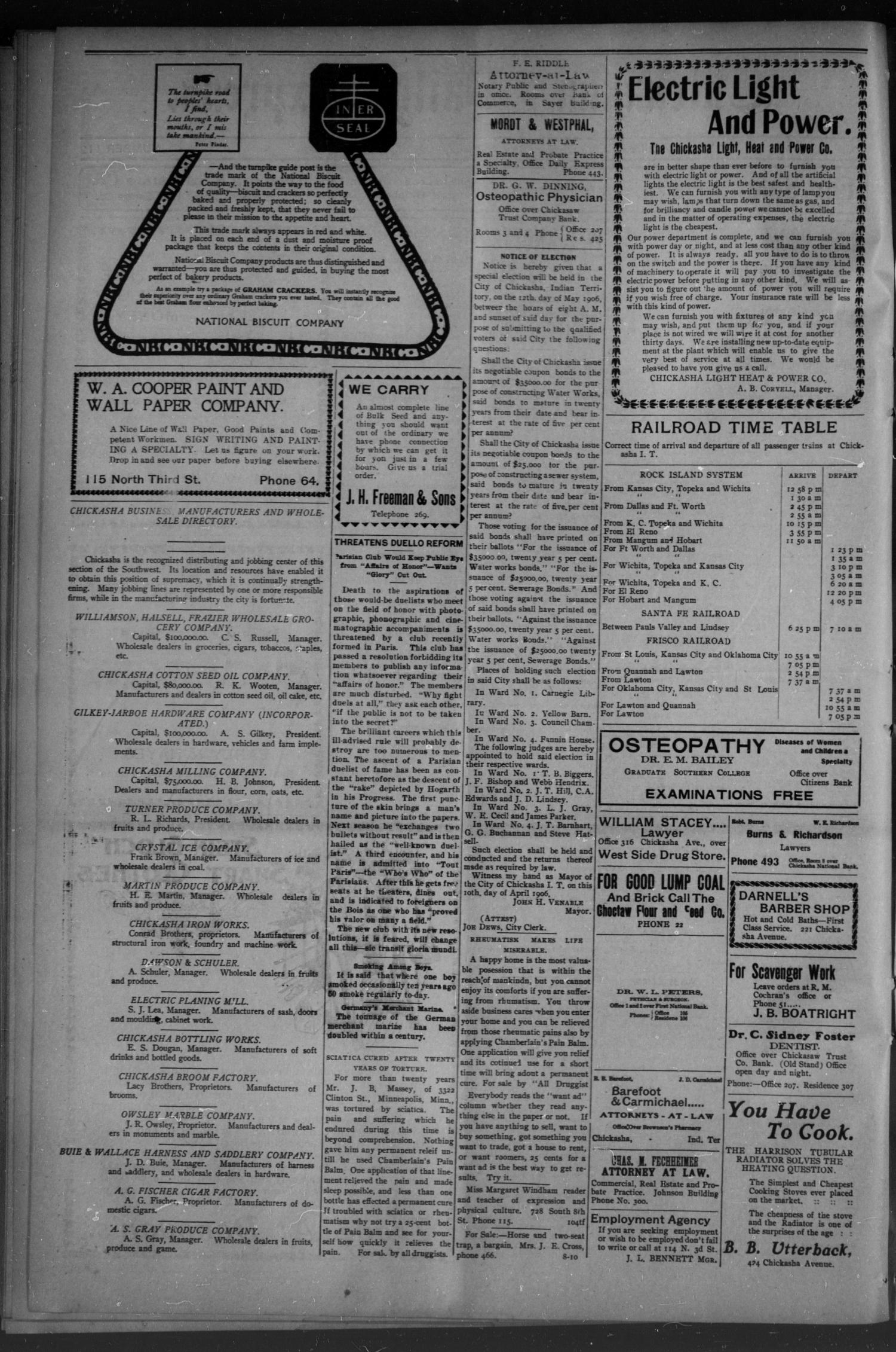 Chickasha Daily Express. (Chickasha, Indian Terr.), Vol. 7, No. 112, Ed. 1 Saturday, May 12, 1906
                                                
                                                    [Sequence #]: 2 of 8
                                                