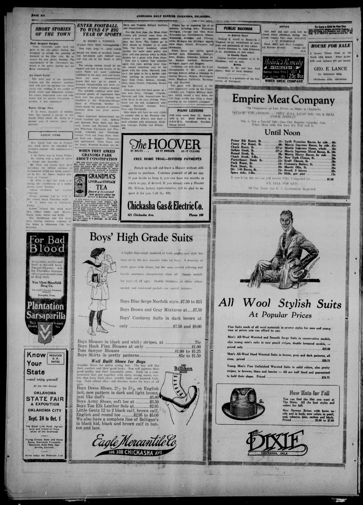 Chickasha Daily Express (Chickasha, Okla.), Vol. 22, No. 129, Ed. 1 Friday, September 16, 1921
                                                
                                                    [Sequence #]: 6 of 8
                                                