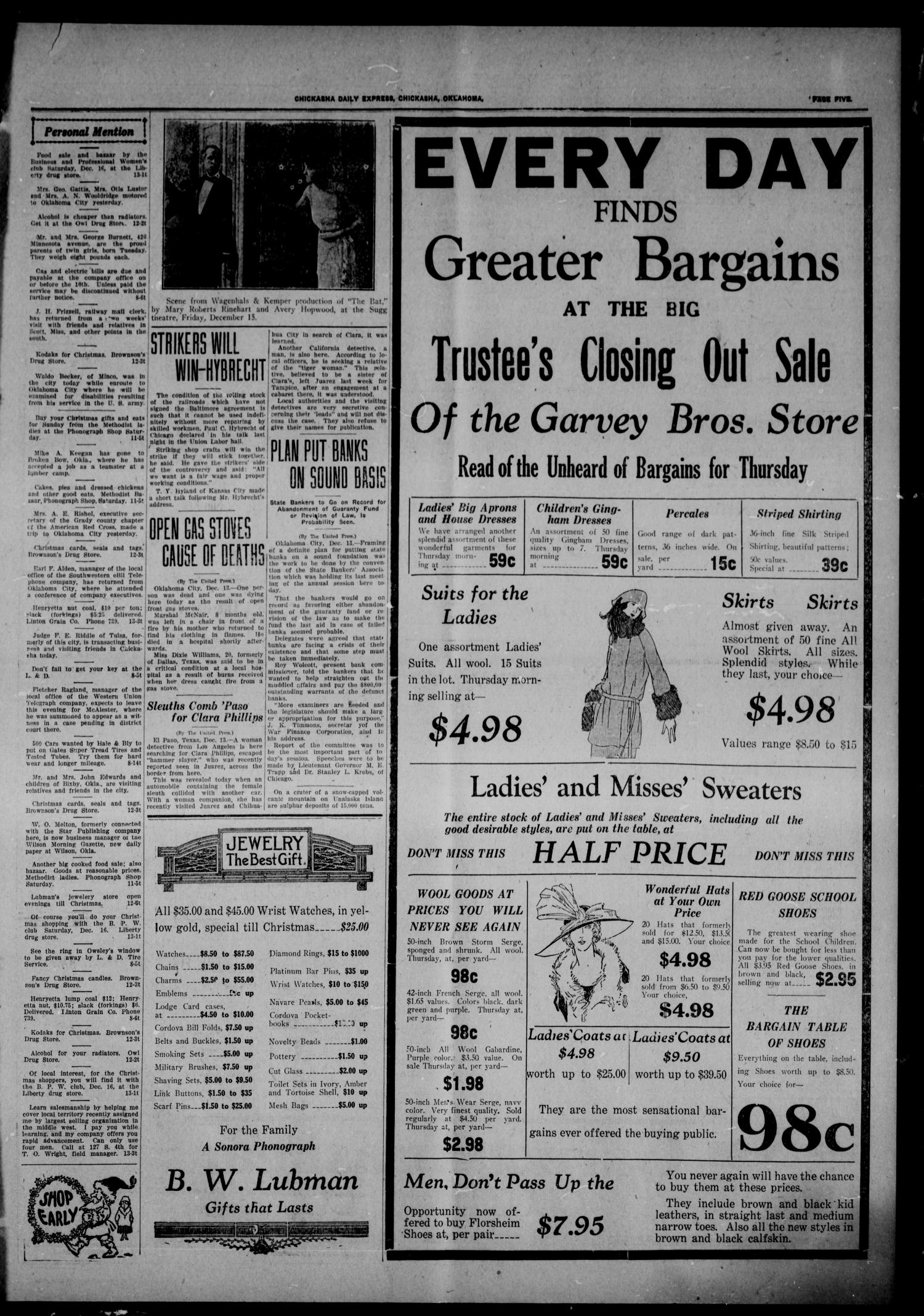 Chickasha Daily Express (Chickasha, Okla.), Vol. 23, No. 205, Ed. 1 Wednesday, December 13, 1922
                                                
                                                    [Sequence #]: 5 of 8
                                                