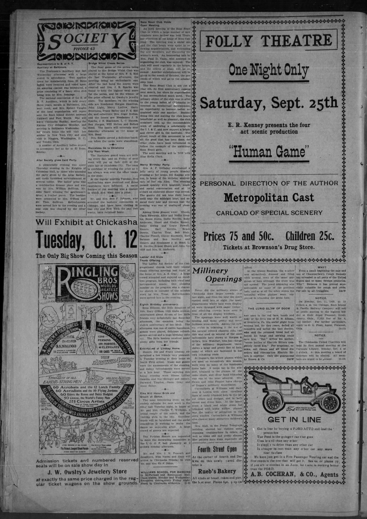 Chickasha Daily Express. (Chickasha, Okla.), Vol. 10, No. 221, Ed. 1 Saturday, September 25, 1909
                                                
                                                    [Sequence #]: 2 of 8
                                                