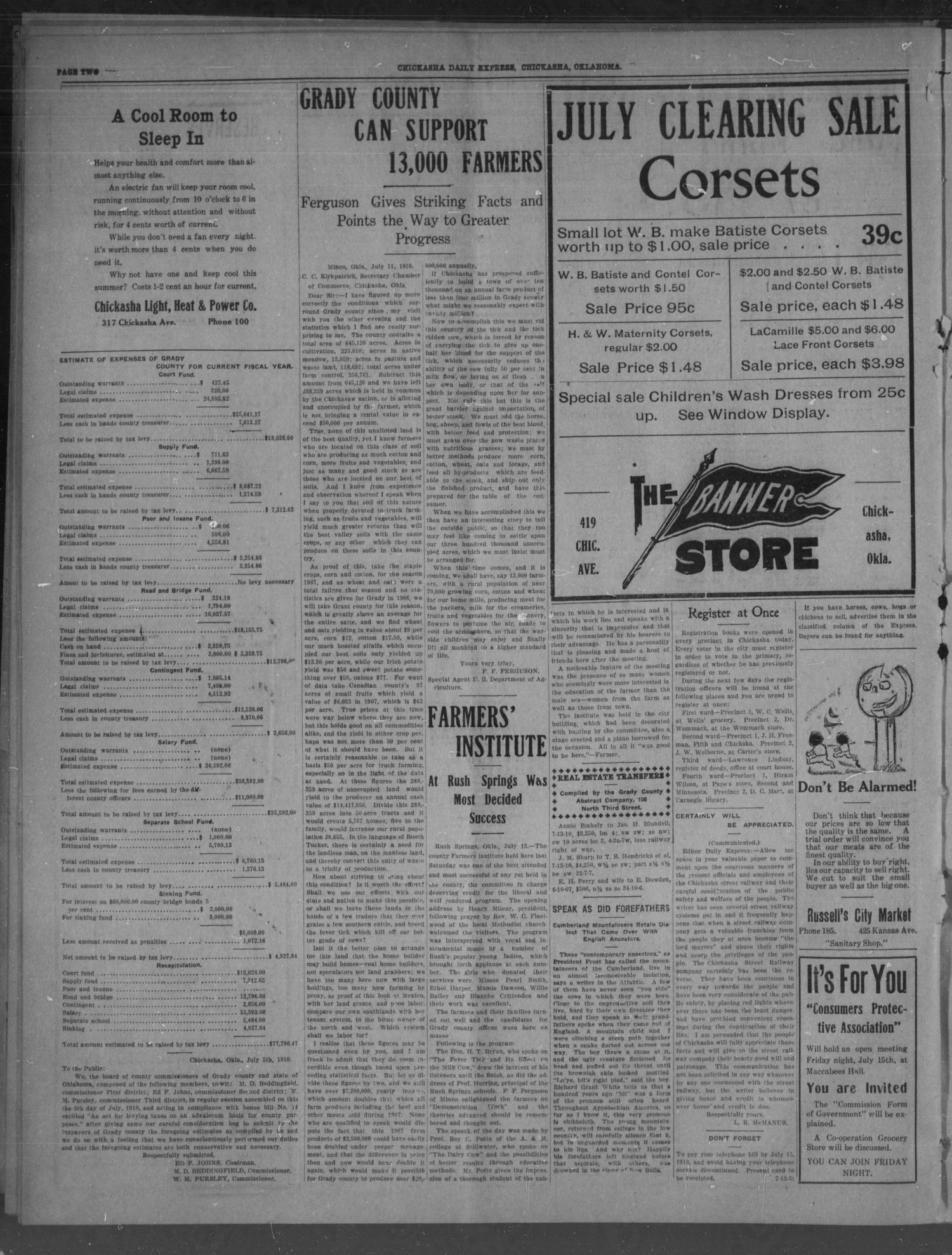 Chickasha Daily Express. (Chickasha, Okla.), Vol. 11, No. 167, Ed. 1 Thursday, July 14, 1910
                                                
                                                    [Sequence #]: 2 of 8
                                                