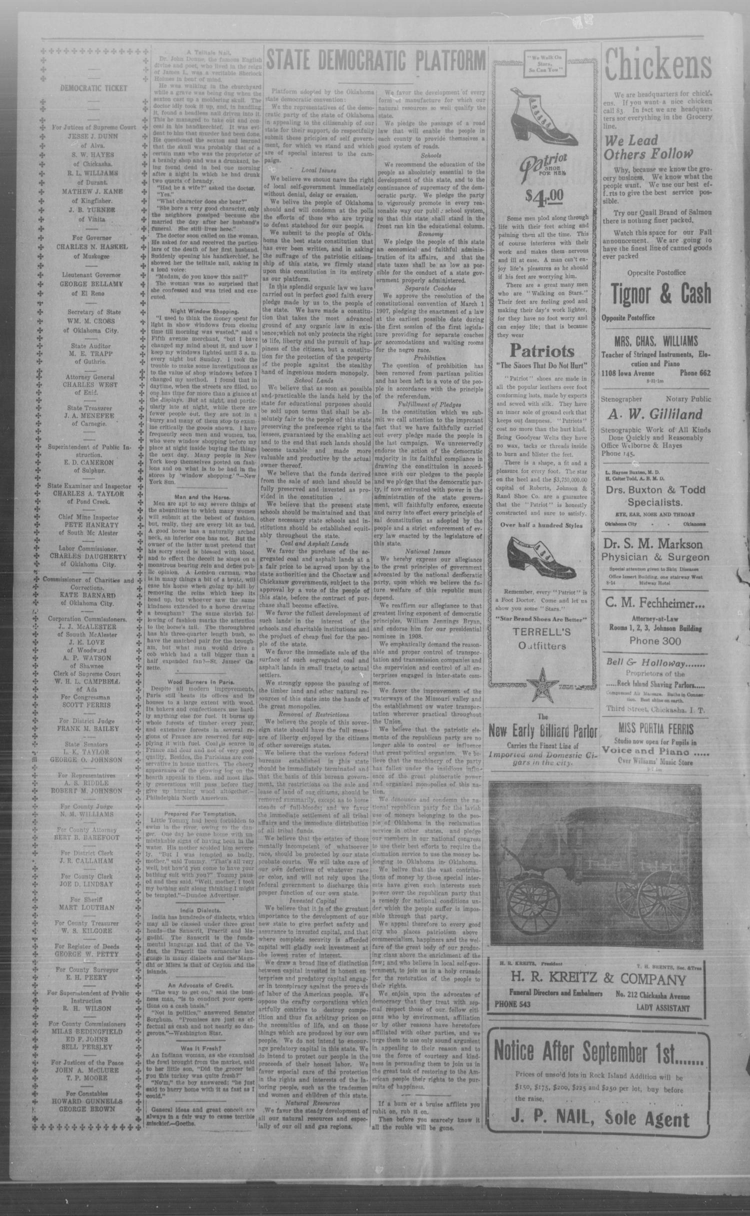 Chickasha Daily Express. (Chickasha, Indian Terr.), Vol. 8, No. 209, Ed. 1 Saturday, September 7, 1907
                                                
                                                    [Sequence #]: 2 of 8
                                                