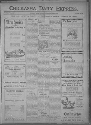 Primary view of object titled 'Chickasha Daily Express. (Chickasha, Indian Terr.), Vol. 13, No. 31, Ed. 1 Sunday, February 7, 1904'.