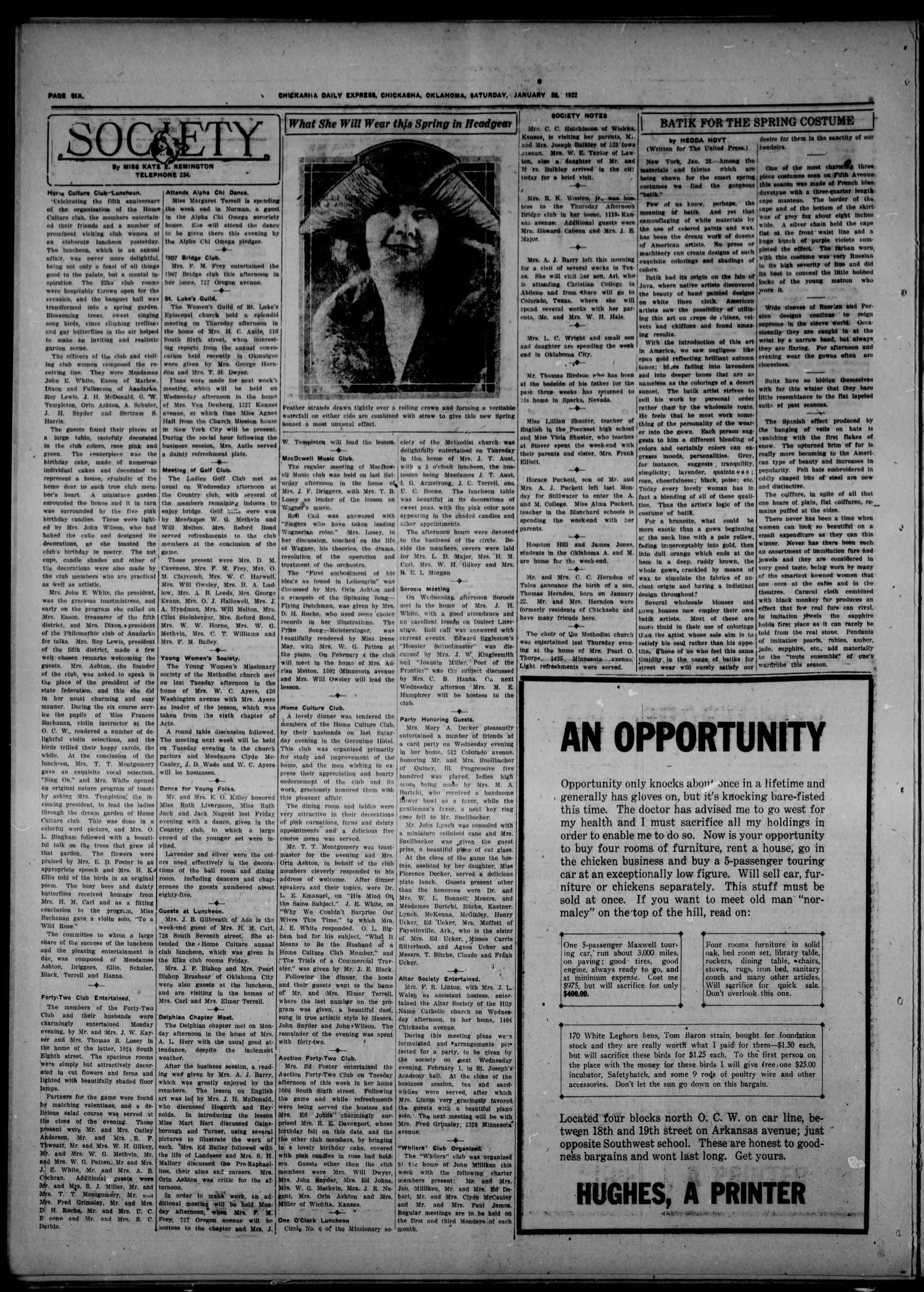Chickasha Daily Express (Chickasha, Okla.), Vol. 22, No. 242, Ed. 1 Saturday, January 28, 1922
                                                
                                                    [Sequence #]: 6 of 8
                                                