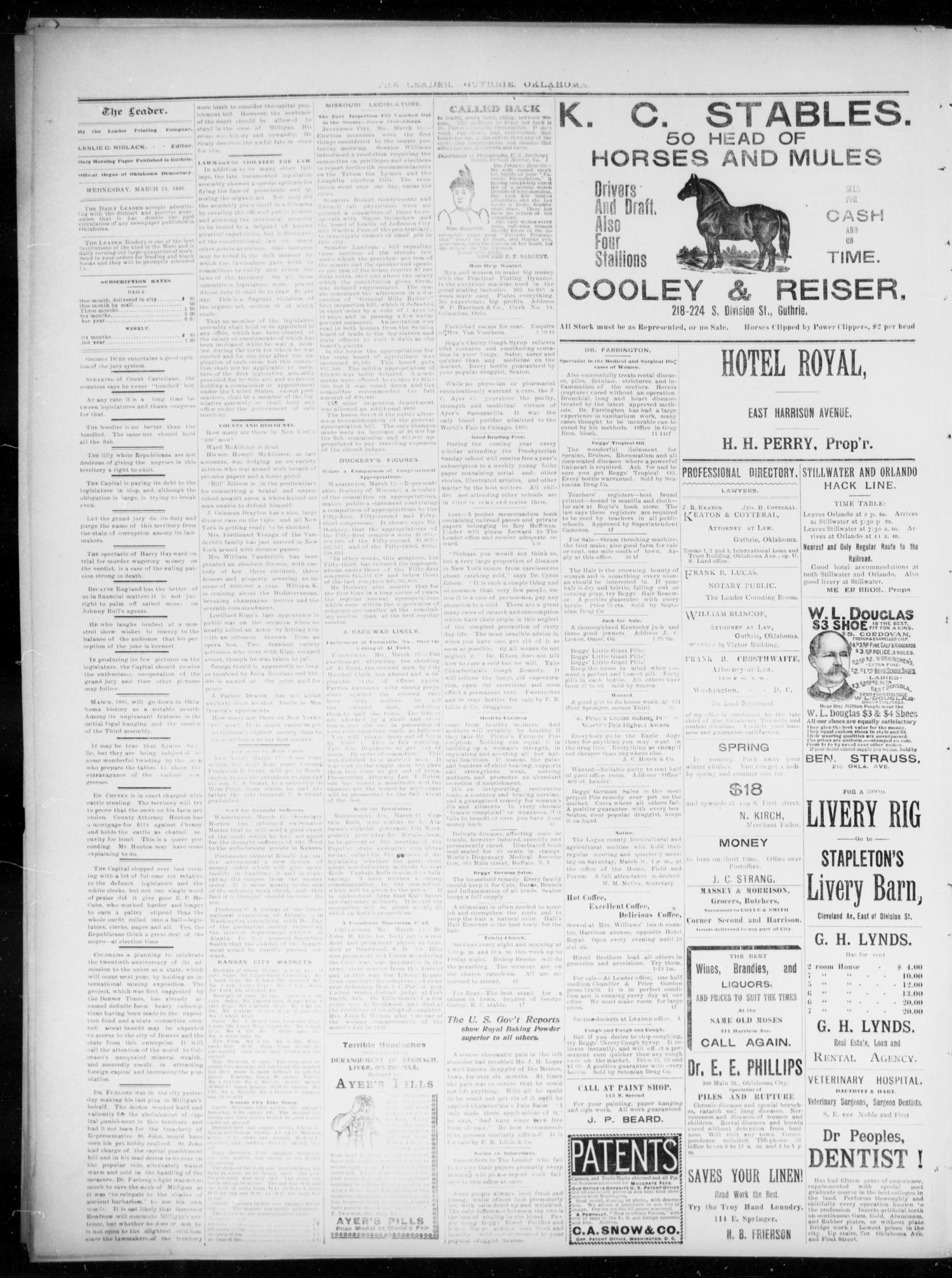 The Guthrie Daily Leader. (Guthrie, Okla.), Vol. 5, No. 85, Ed. 1, Wednesday, March 13, 1895
                                                
                                                    [Sequence #]: 2 of 4
                                                