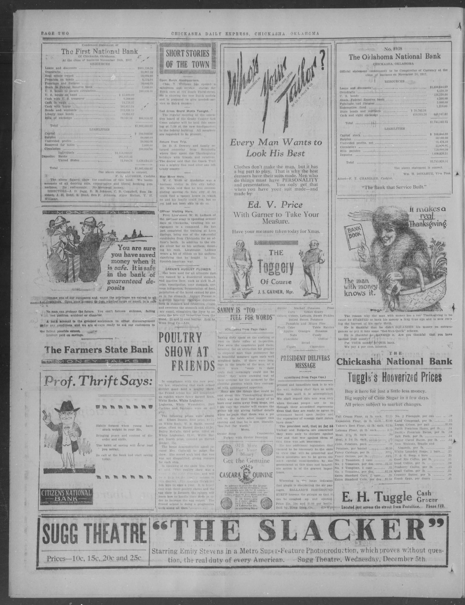Chickasha Daily Express (Chickasha, Okla.), Vol. 18, No. 286, Ed. 1 Tuesday, December 4, 1917
                                                
                                                    [Sequence #]: 2 of 6
                                                
