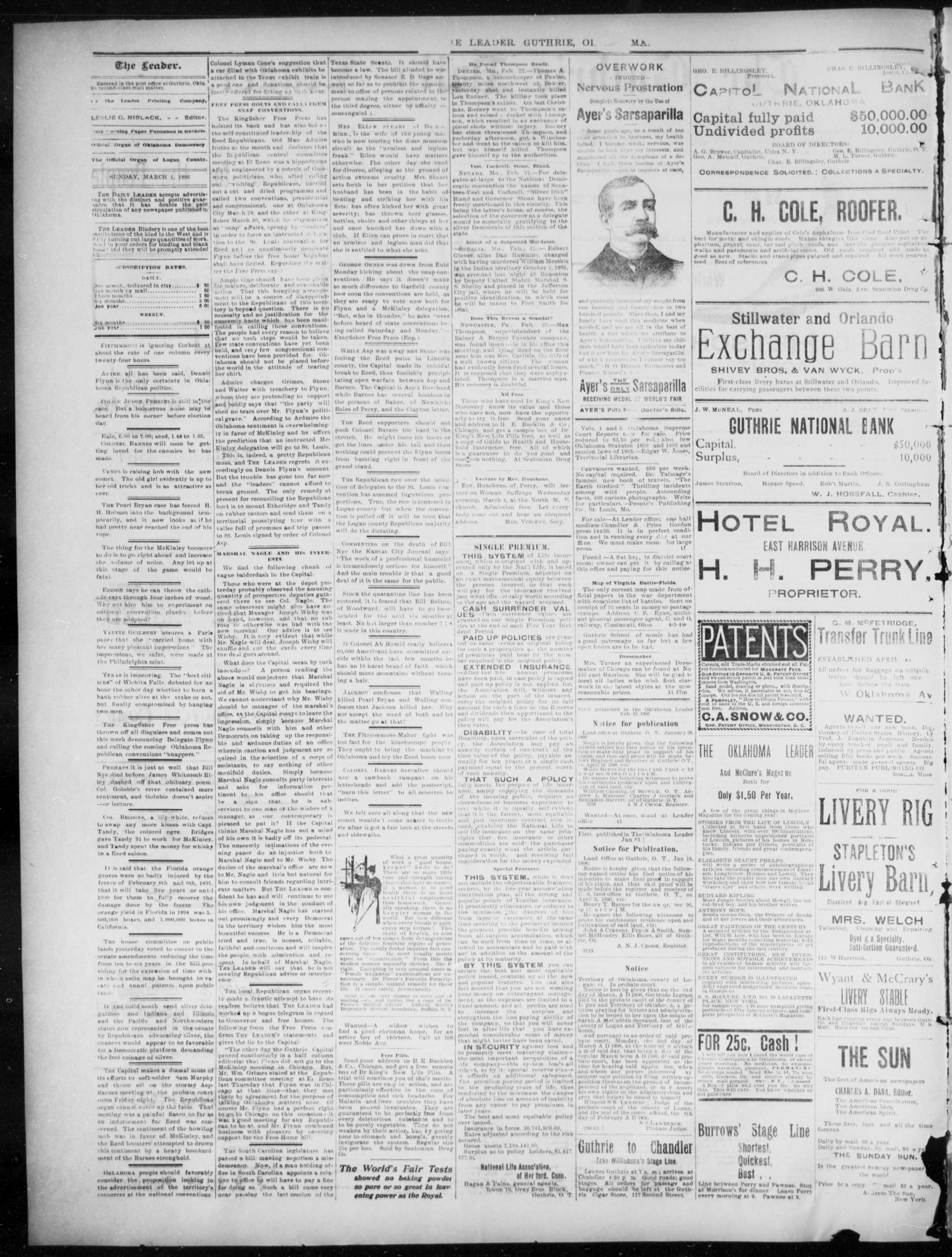 The Guthrie Daily Leader. (Guthrie, Okla.), Vol. 7, No. 69, Ed. 1, Sunday, March 1, 1896
                                                
                                                    [Sequence #]: 2 of 4
                                                