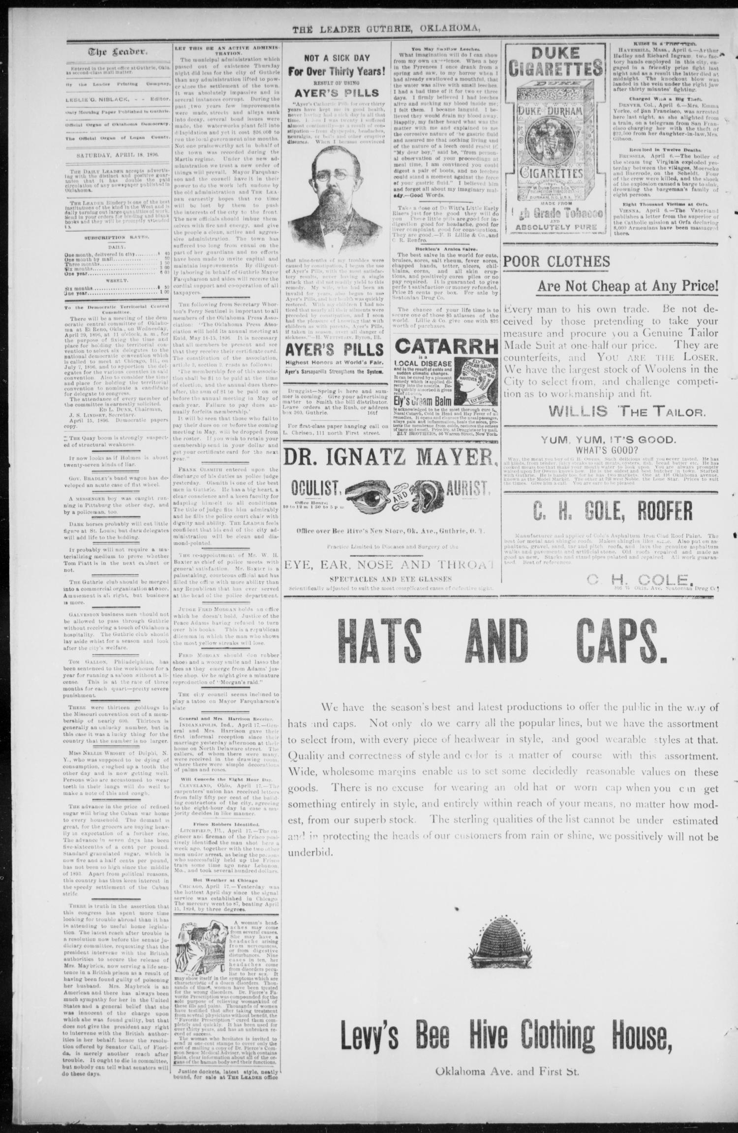The Guthrie Daily Leader. (Guthrie, Okla.), Vol. 7, No. 110, Ed. 1, Saturday, April 18, 1896
                                                
                                                    [Sequence #]: 2 of 4
                                                