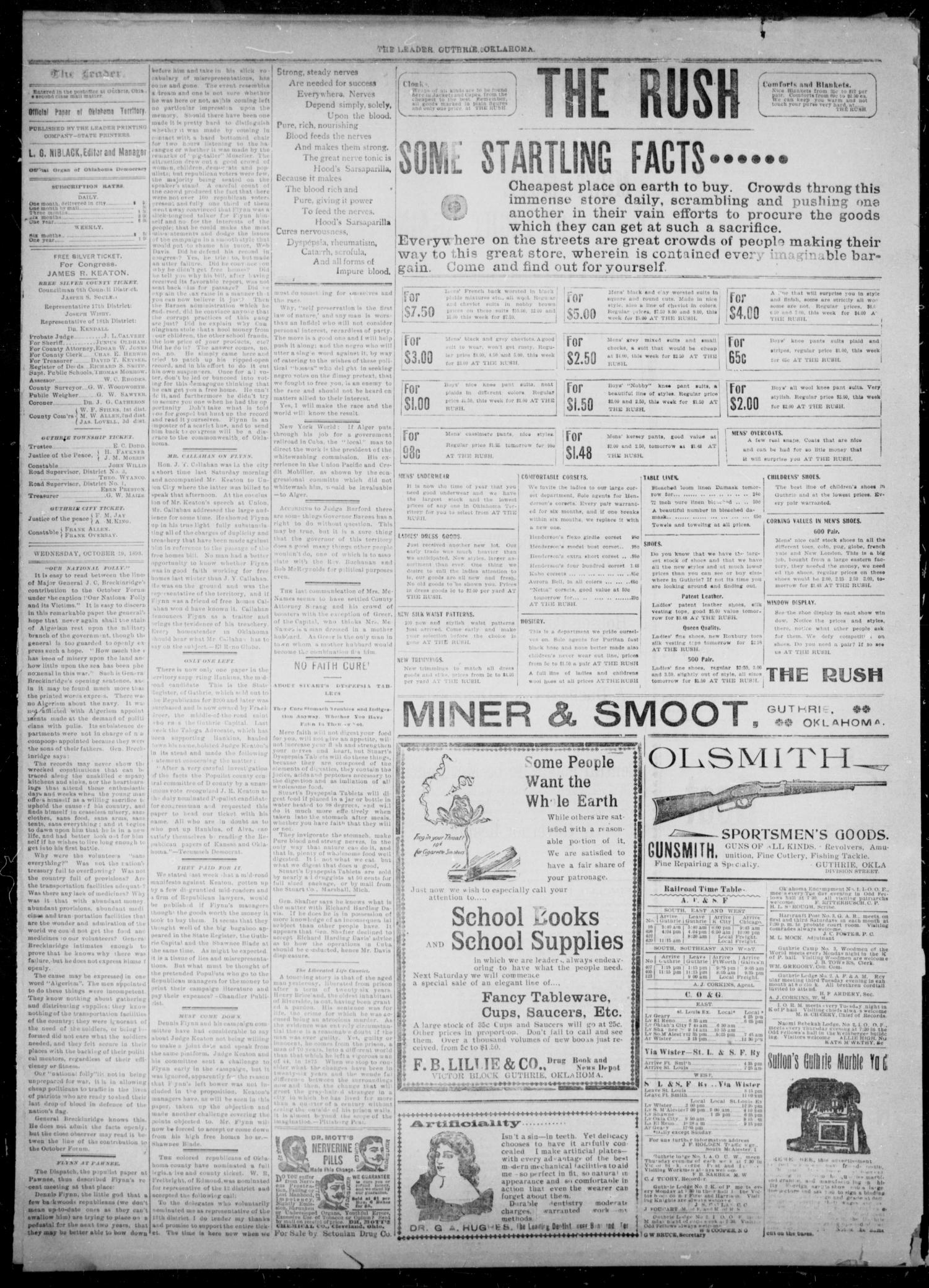 The Guthrie Daily Leader. (Guthrie, Okla.), Vol. 12, No. 121, Ed. 1, Wednesday, October 19, 1898
                                                
                                                    [Sequence #]: 2 of 4
                                                