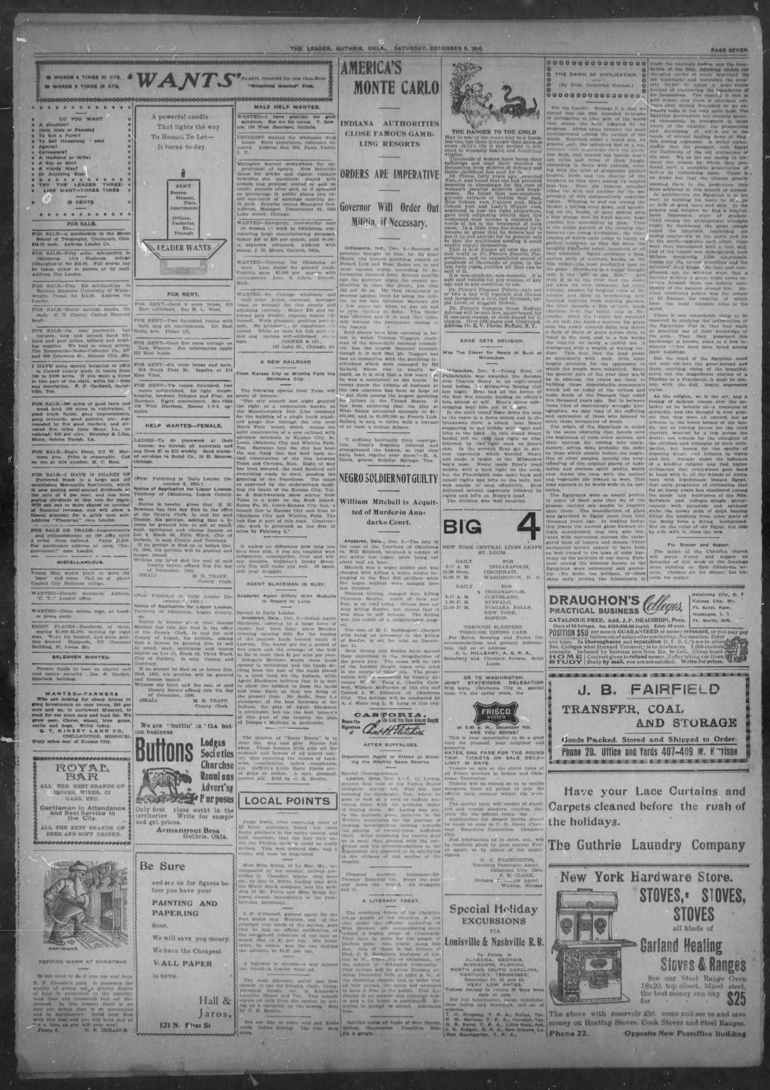 The Guthrie Daily Leader. (Guthrie, Okla.), Vol. 26, No. 103, Ed. 1, Saturday, December 9, 1905
                                                
                                                    [Sequence #]: 2 of 8
                                                