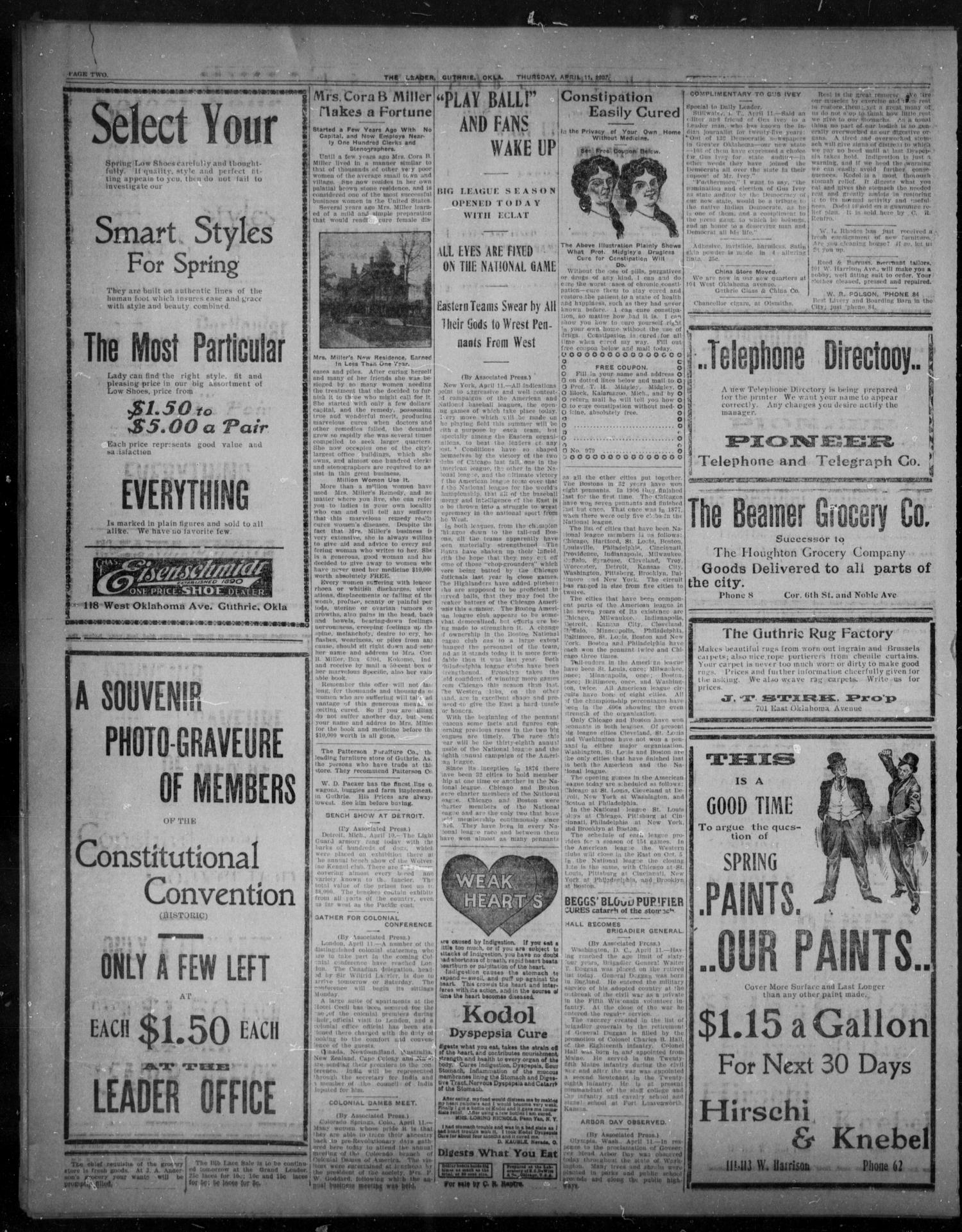 The Guthrie Daily Leader. (Guthrie, Okla.), Vol. 28, No. 191, Ed. 1, Thursday, April 11, 1907
                                                
                                                    [Sequence #]: 2 of 8
                                                