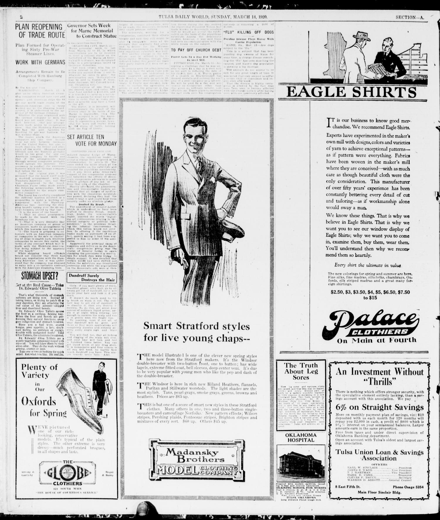 The Sunday Tulsa Daily World (Tulsa, Okla.), Vol. 14, No. 169, Ed. 1, Sunday, March 14, 1920
                                                
                                                    [Sequence #]: 2 of 58
                                                