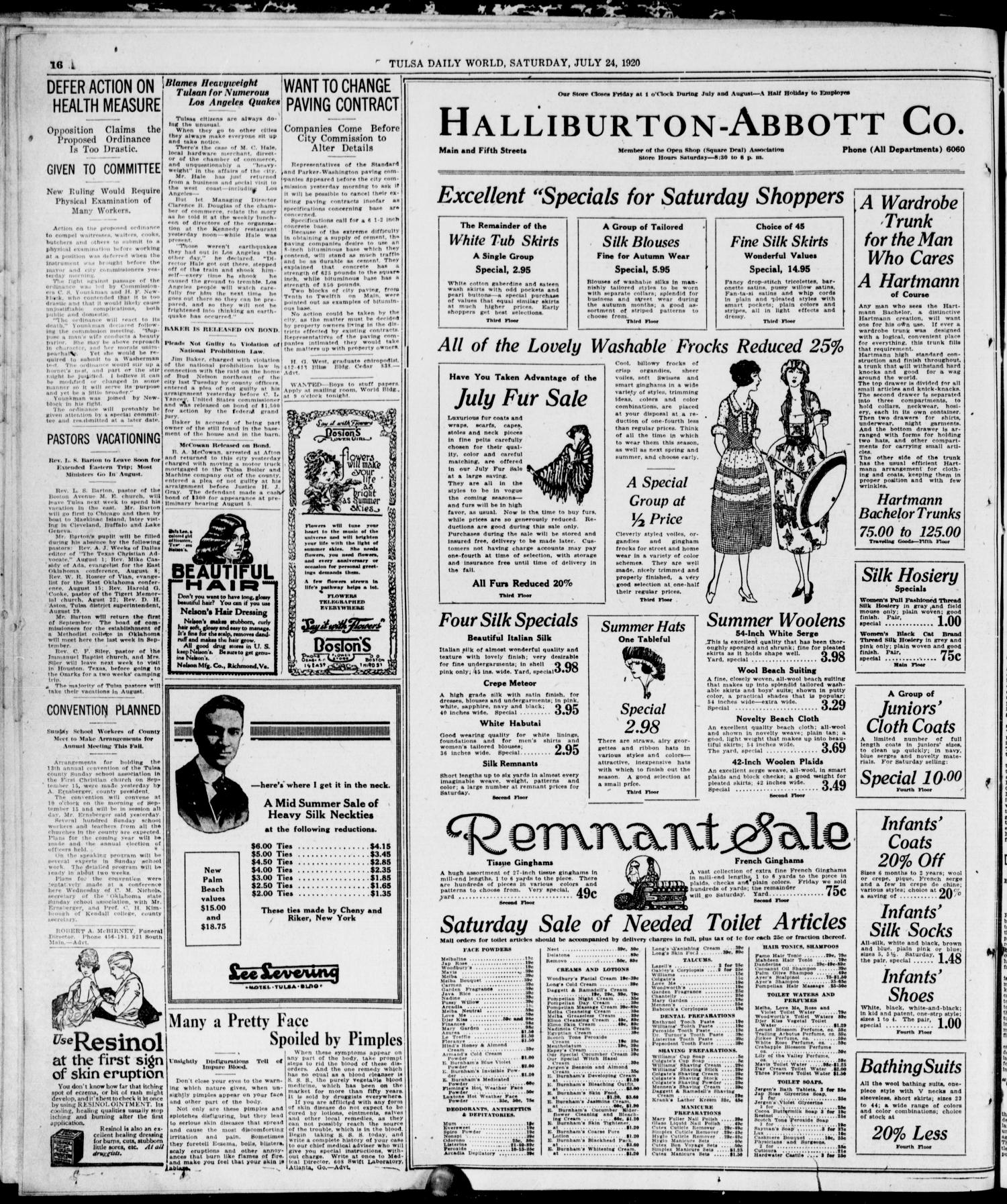 The Morning Tulsa Daily World (Tulsa, Okla.), Vol. 14, No. 301, Ed. 1, Saturday, July 24, 1920
                                                
                                                    [Sequence #]: 16 of 16
                                                