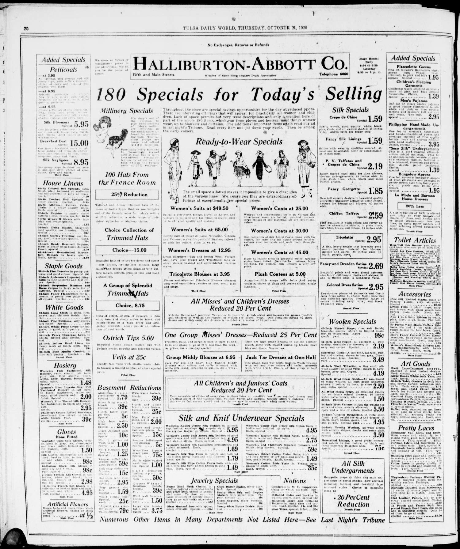 The Morning Tulsa Daily World (Tulsa, Okla.), Vol. 15, No. 23, Ed. 1, Thursday, October 21, 1920
                                                
                                                    [Sequence #]: 20 of 20
                                                