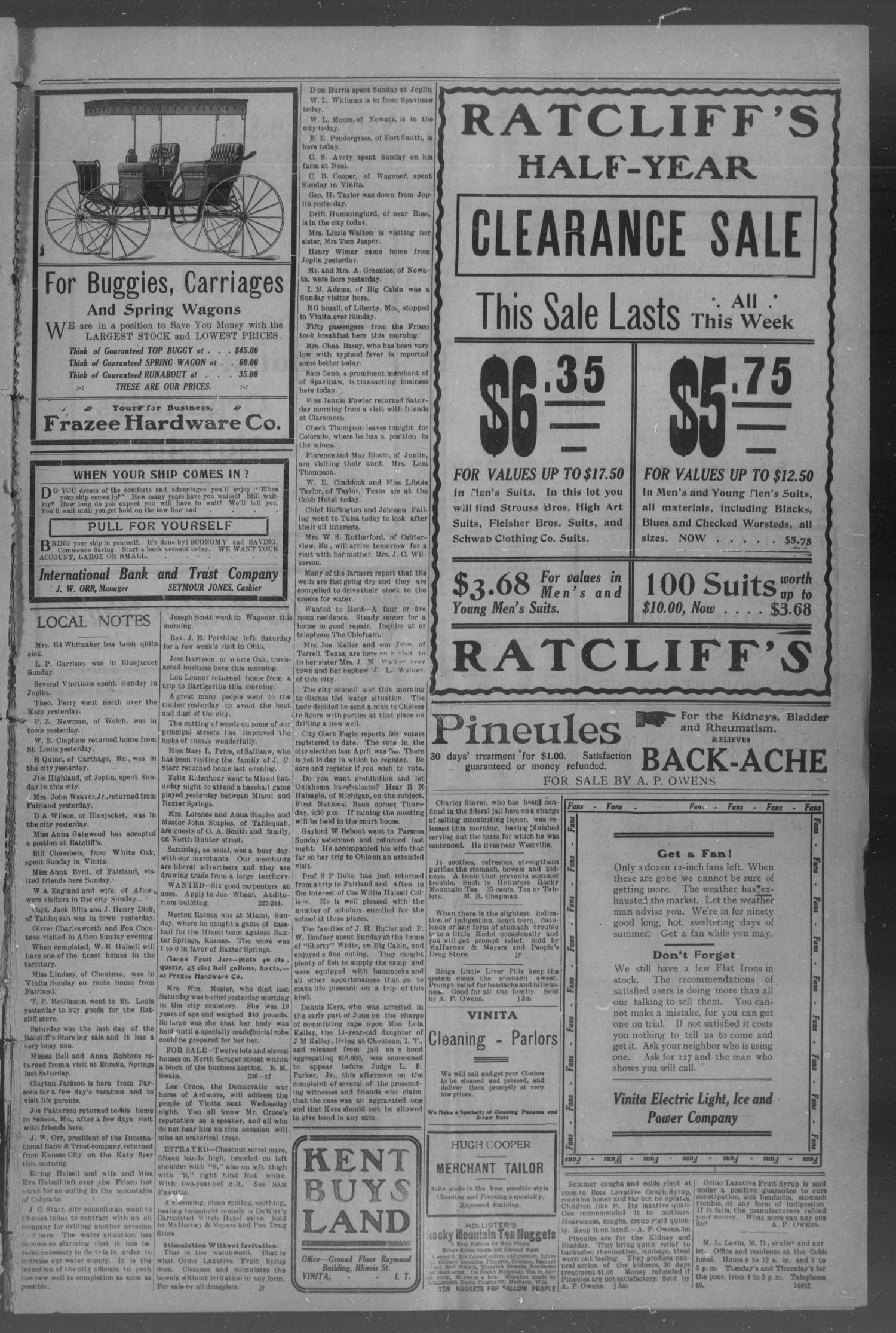 Vinita Daily Chieftain. (Vinita, Okla.), Vol. 9, No. 241, Ed. 1 Monday, August 19, 1907
                                                
                                                    [Sequence #]: 3 of 4
                                                