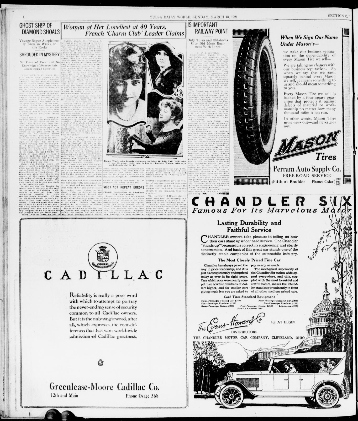 The Sunday Tulsa Daily World (Tulsa, Okla.), Vol. 15, No. 164, Ed. 1, Sunday, March 13, 1921
                                                
                                                    [Sequence #]: 40 of 50
                                                