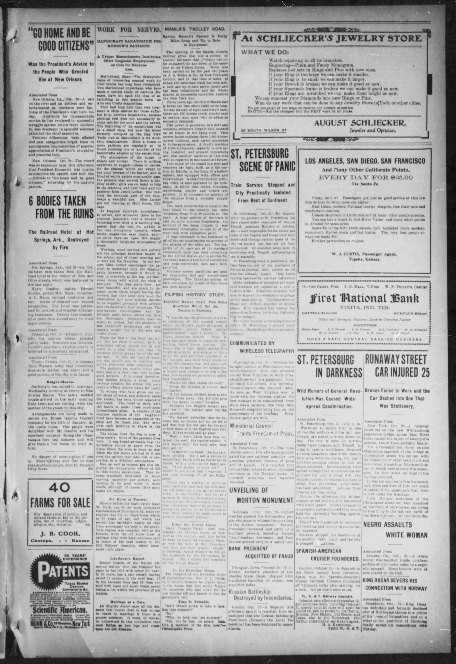 The Vinita Weekly Chieftain. (Vinita, Indian Terr.), Vol. 24, No. 9, Ed. 1 Thursday, November 2, 1905
                                                
                                                    [Sequence #]: 3 of 10
                                                