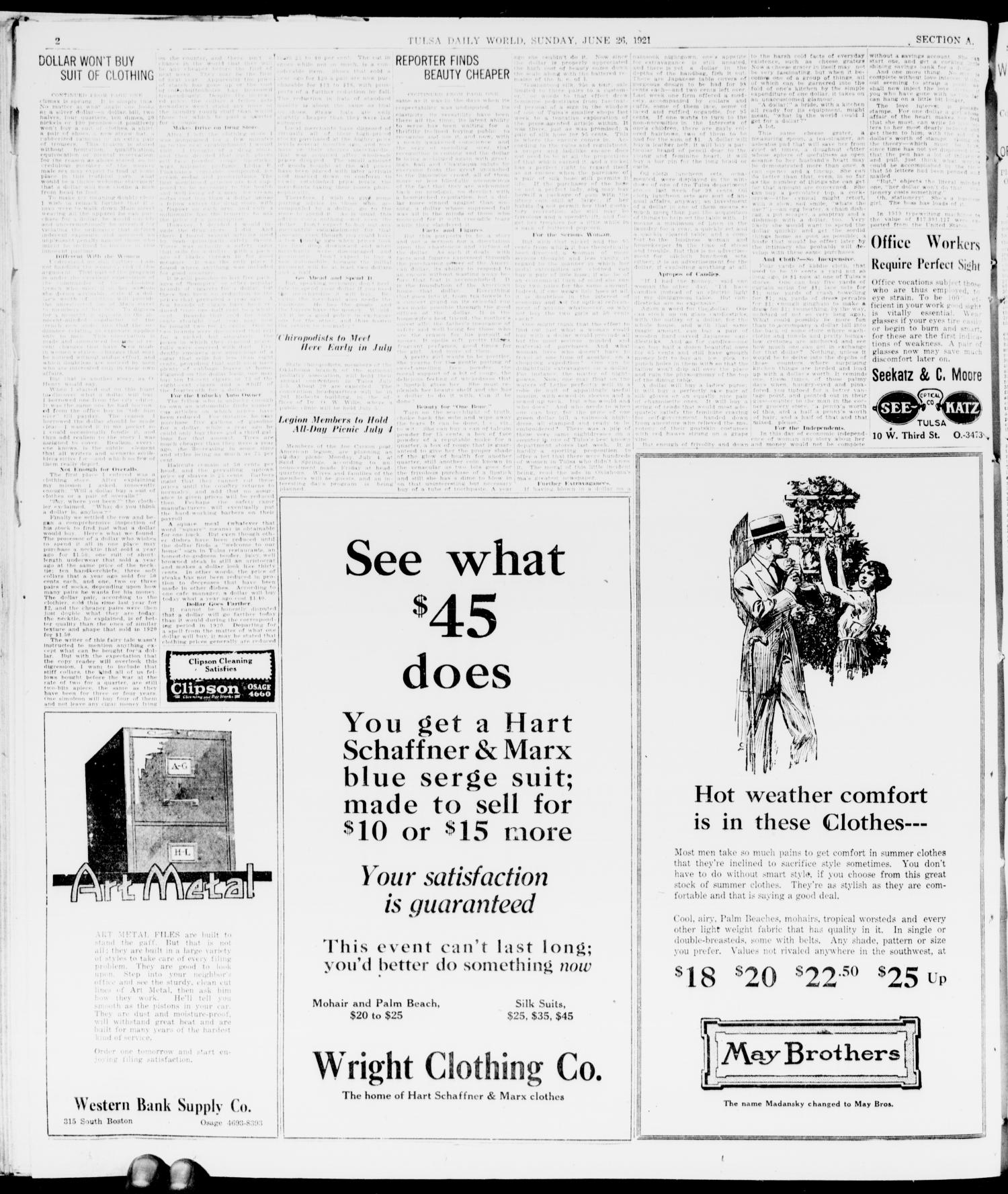 The Sunday Tulsa Daily World (Tulsa, Okla.), Vol. 15, No. 268, Ed. 1, Sunday, June 26, 1921
                                                
                                                    [Sequence #]: 2 of 40
                                                