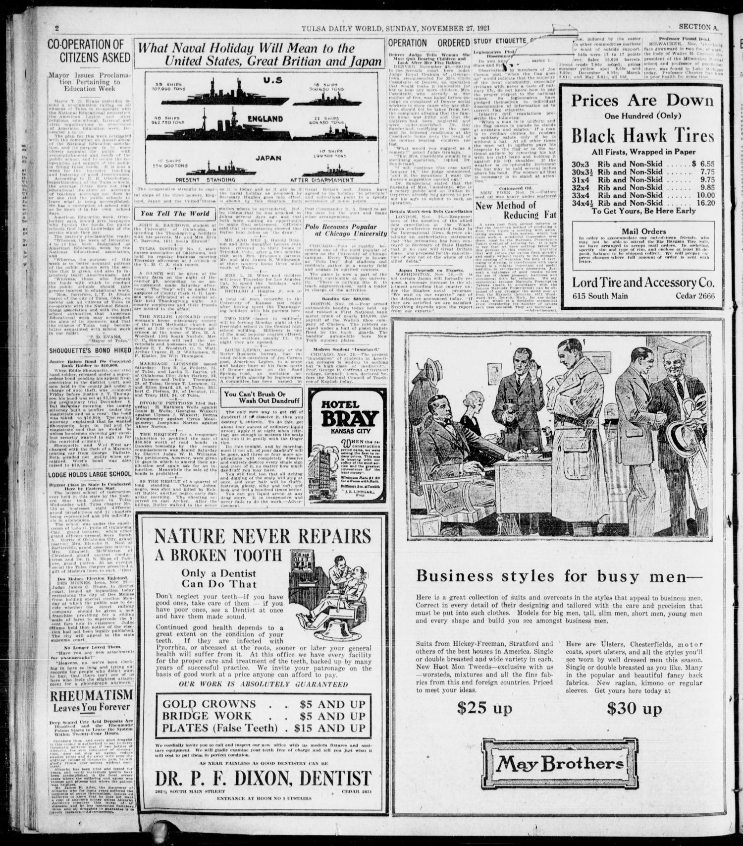 The Sunday Tulsa Daily World (Tulsa, Okla.), Vol. 16, No. 58, Ed. 1, Sunday, November 27, 1921
                                                
                                                    [Sequence #]: 2 of 52
                                                