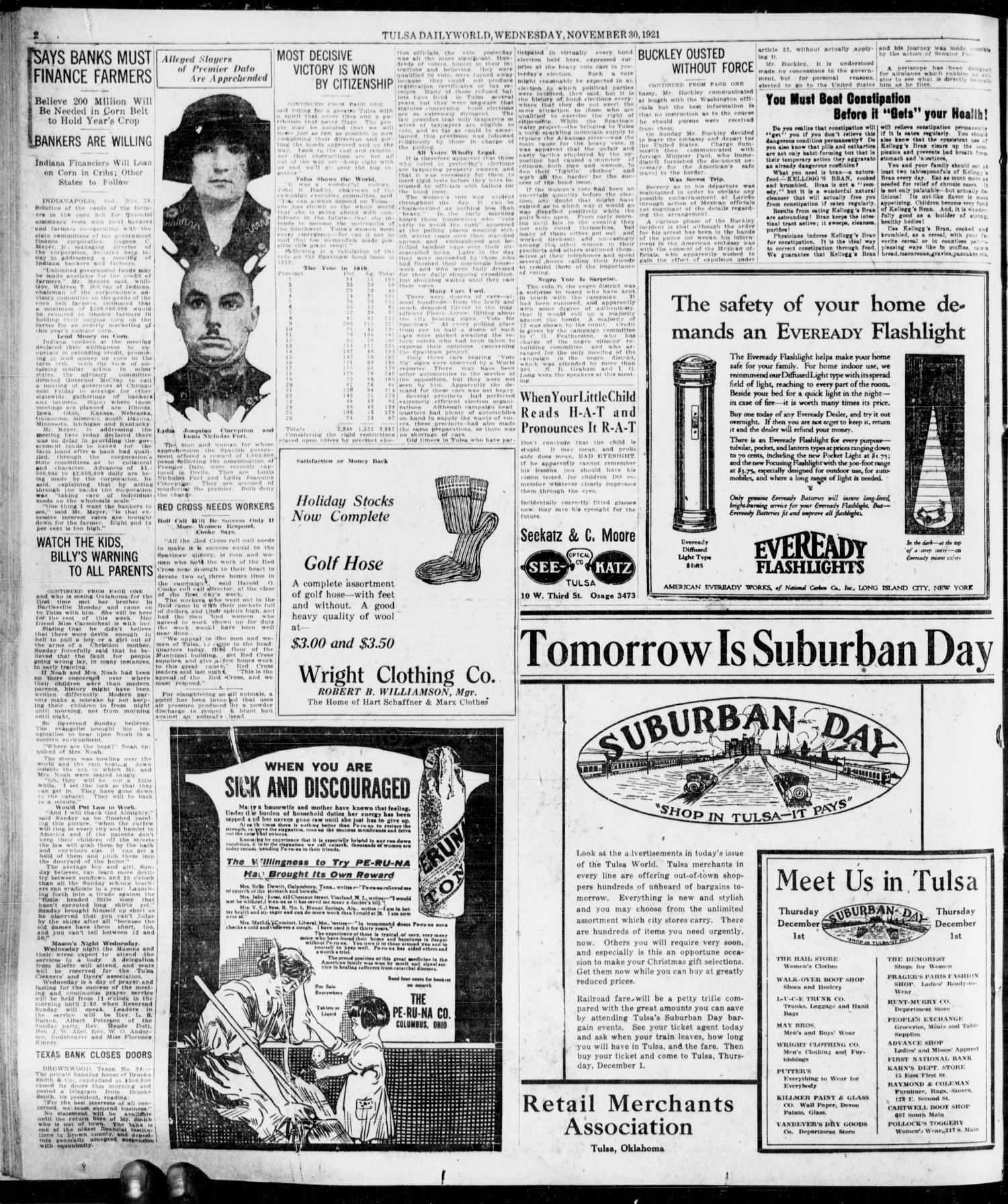 The Morning Tulsa Daily World (Tulsa, Okla.), Vol. 16, No. 61, Ed. 1, Wednesday, November 30, 1921
                                                
                                                    [Sequence #]: 2 of 20
                                                