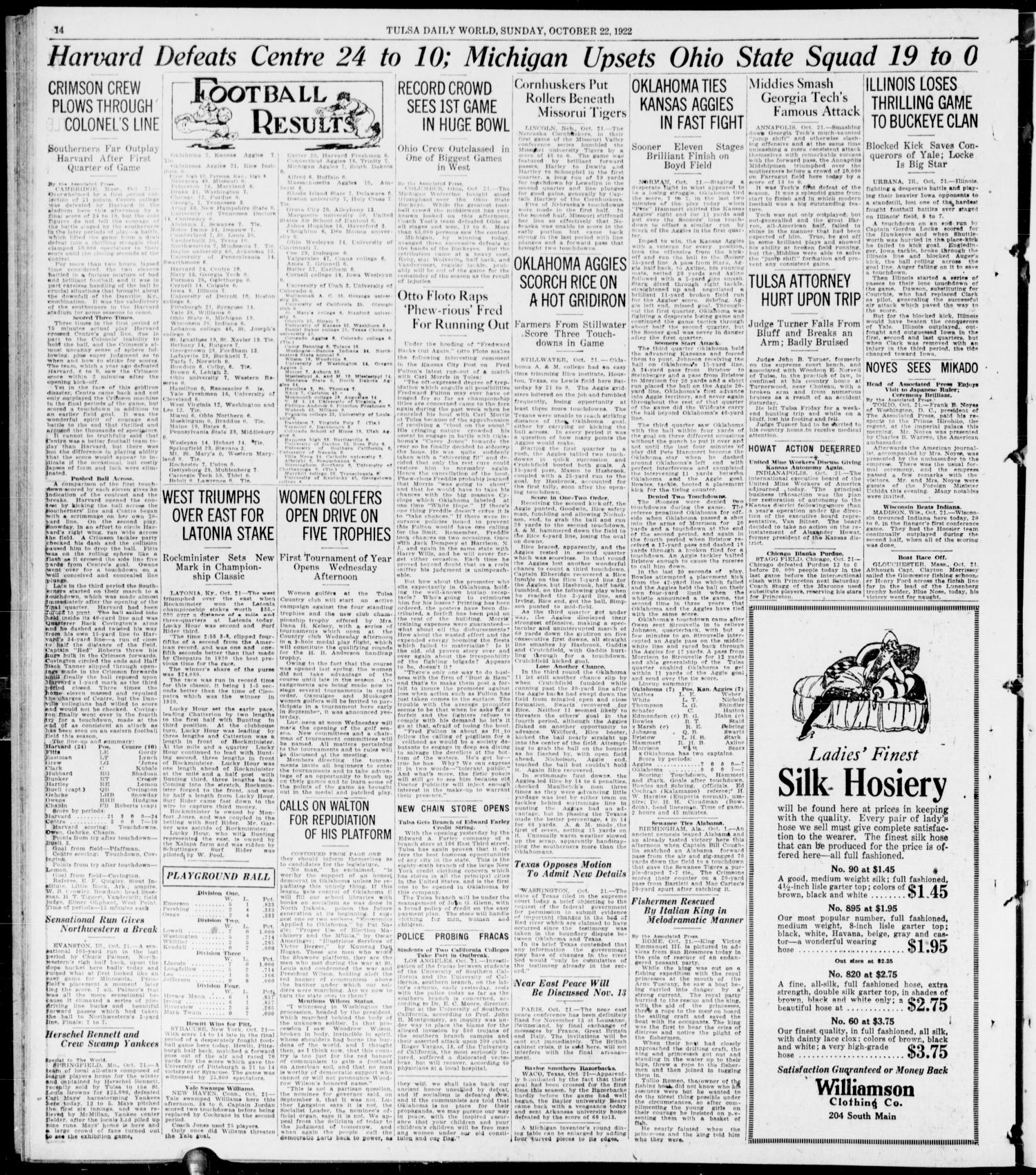 The Sunday Tulsa Daily World (Tulsa, Okla.), Vol. 17, No. 21, Ed. 1, Sunday, October 22, 1922
                                                
                                                    [Sequence #]: 14 of 54
                                                