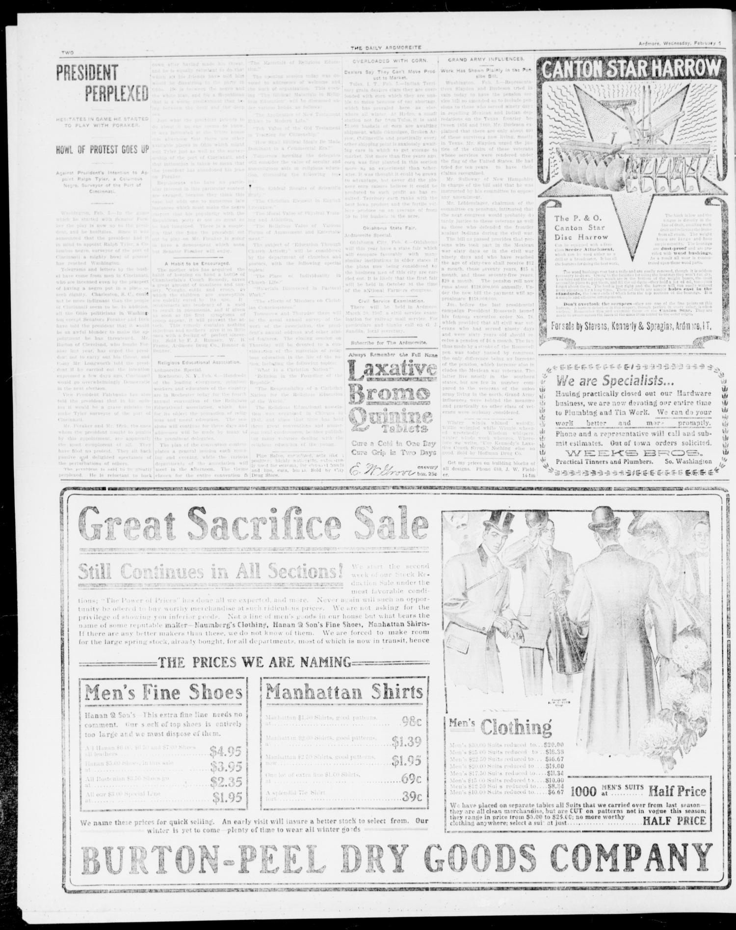 The Daily Ardmoreite. (Ardmore, Indian Terr.), Vol. 13, No. 220, Ed. 1, Wednesday, February 6, 1907
                                                
                                                    [Sequence #]: 2 of 8
                                                