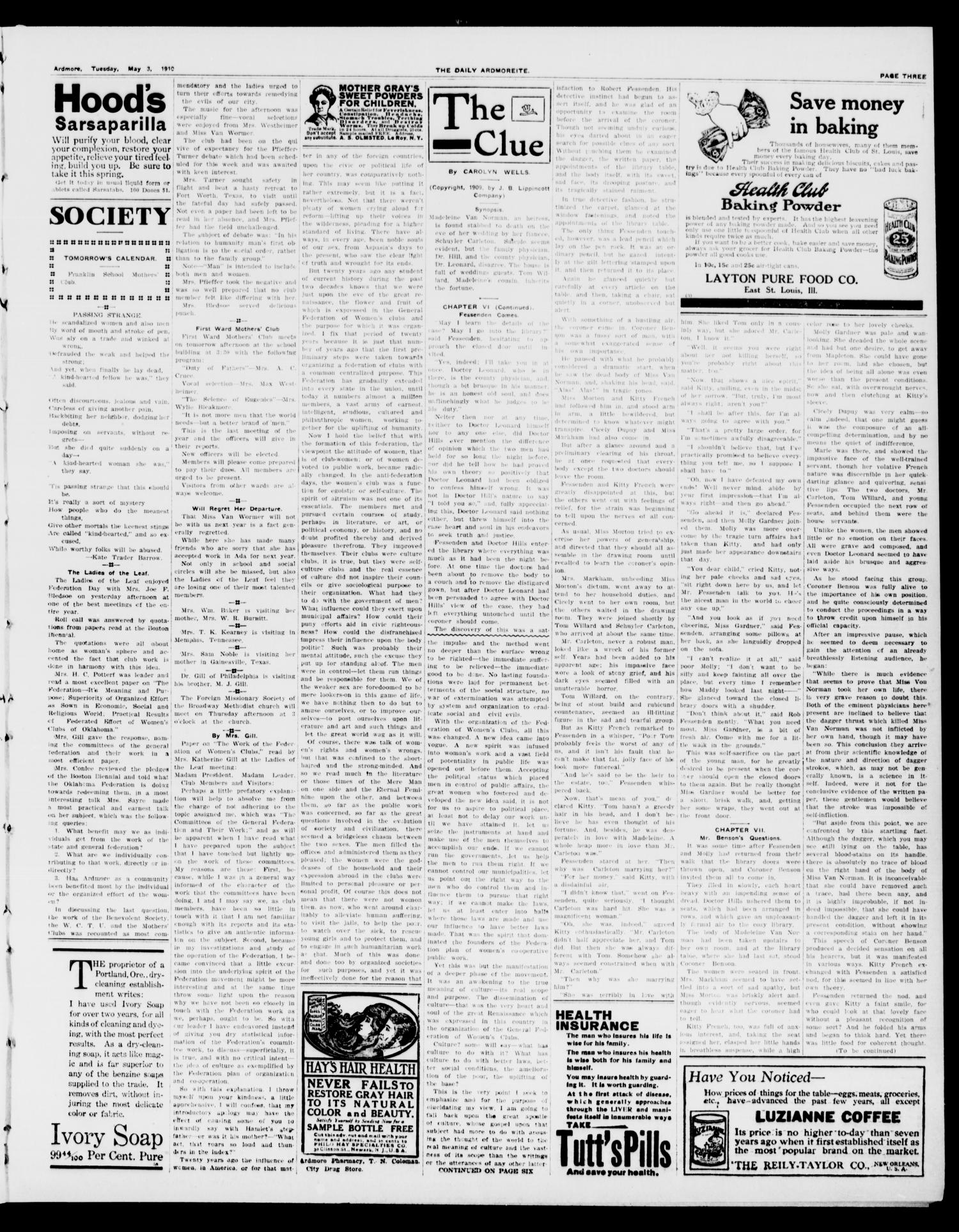 The Daily Ardmoreite. (Ardmore, Okla.), Vol. 16, No. 282, Ed. 1, Tuesday, May 3, 1910
                                                
                                                    [Sequence #]: 3 of 8
                                                