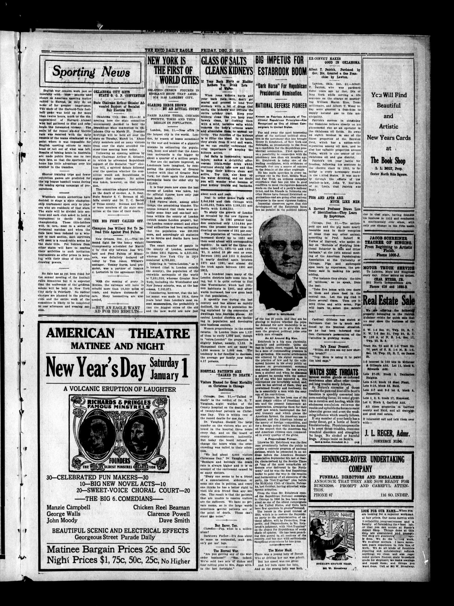 The Enid Daily Eagle (Enid, Okla.), Vol. 14, No. 358, Ed. 1 Friday, December 31, 1915
                                                
                                                    [Sequence #]: 3 of 10
                                                