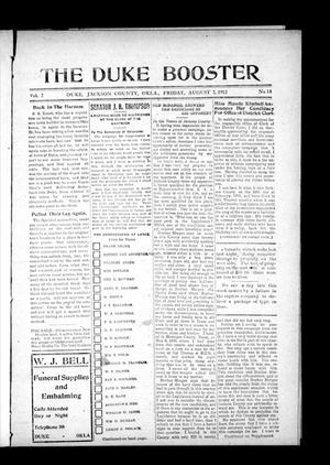 The Duke Booster (Duke, Okla.), Vol. 2, No. 14, Ed. 1 Friday, August 2, 1912