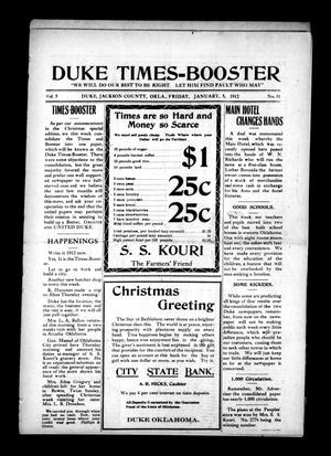 Duke Times--Booster (Duke, Okla.), Vol. 1, No. 31, Ed. 1 Friday, January 5, 1912