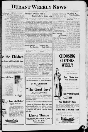 Durant Weekly News (Durant, Okla.), Vol. 22, No. 40, Ed. 1, Friday, October 4, 1918