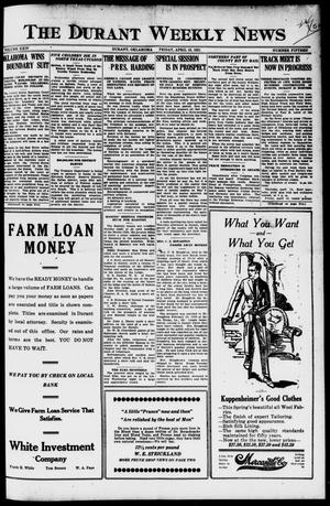 The Durant Weekly News (Durant, Okla.), Vol. 24, No. 15, Ed. 1, Friday, April 15, 1921