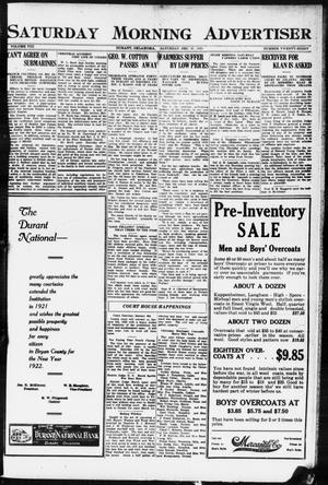 Saturday Morning Advertiser (Durant, Okla.), Vol. 8, No. 28, Ed. 1, Saturday, December 31, 1921