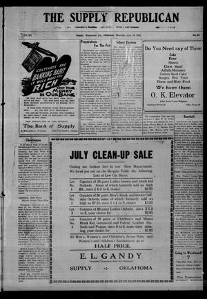 The Supply Republican (Supply, Okla.), Vol. 20, No. 22, Ed. 1 Thursday, June 30, 1921