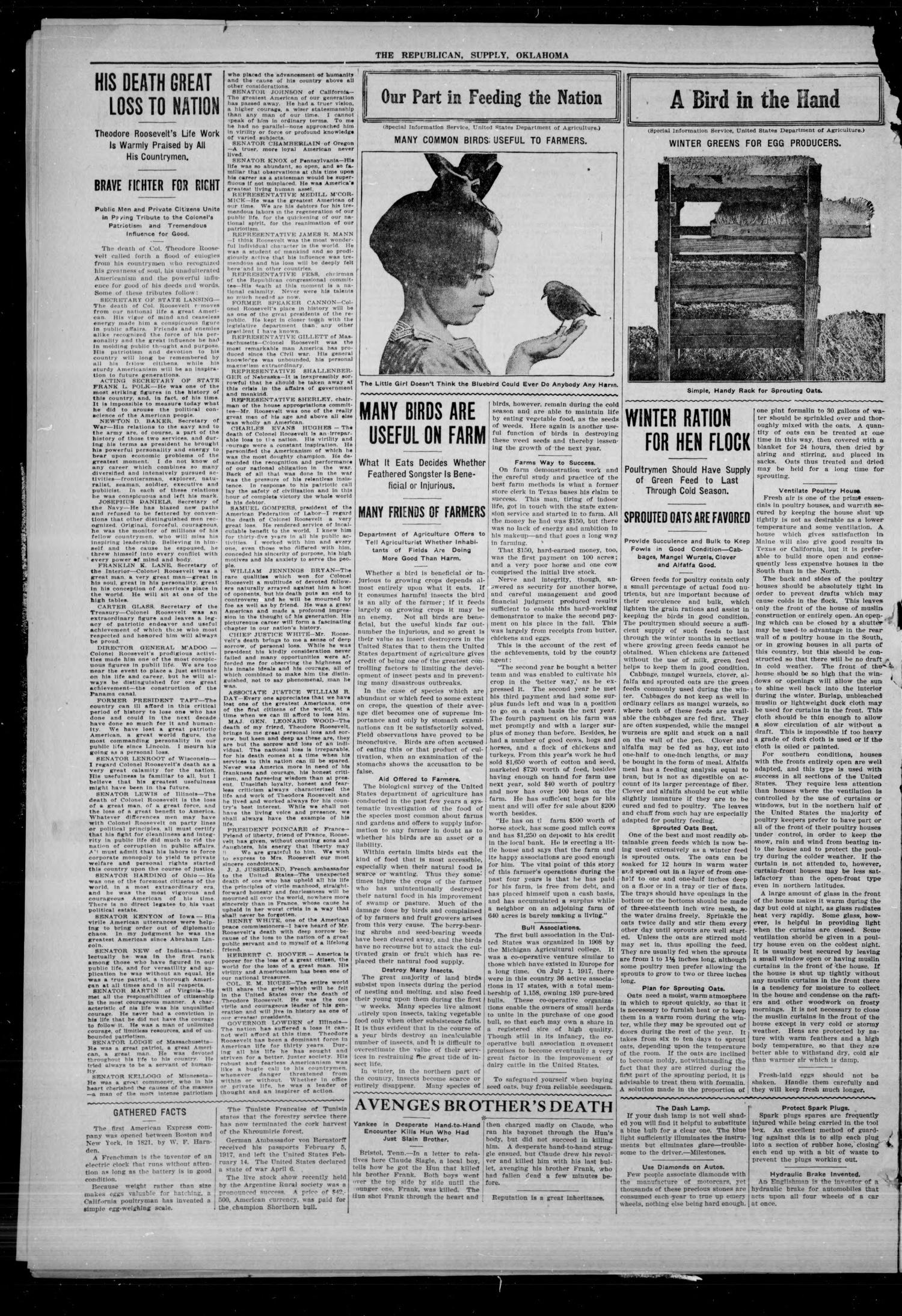 The Supply Republican (Supply, Okla.), Vol. 17, No. 50, Ed. 1 Thursday, January 16, 1919
                                                
                                                    [Sequence #]: 6 of 8
                                                