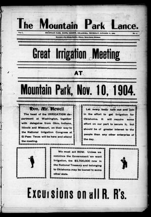 The Mountain Park Lance. (Mountain Park, Okla.), Vol. 1, No. 41, Ed. 1 Thursday, October 27, 1904