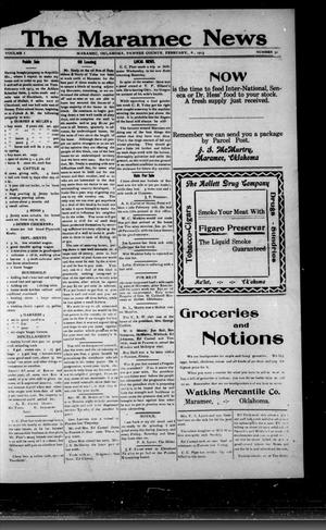 The Maramec News (Maramec, Okla.), Vol. 1, No. 50, Ed. 1 Thursday, February 6, 1913
