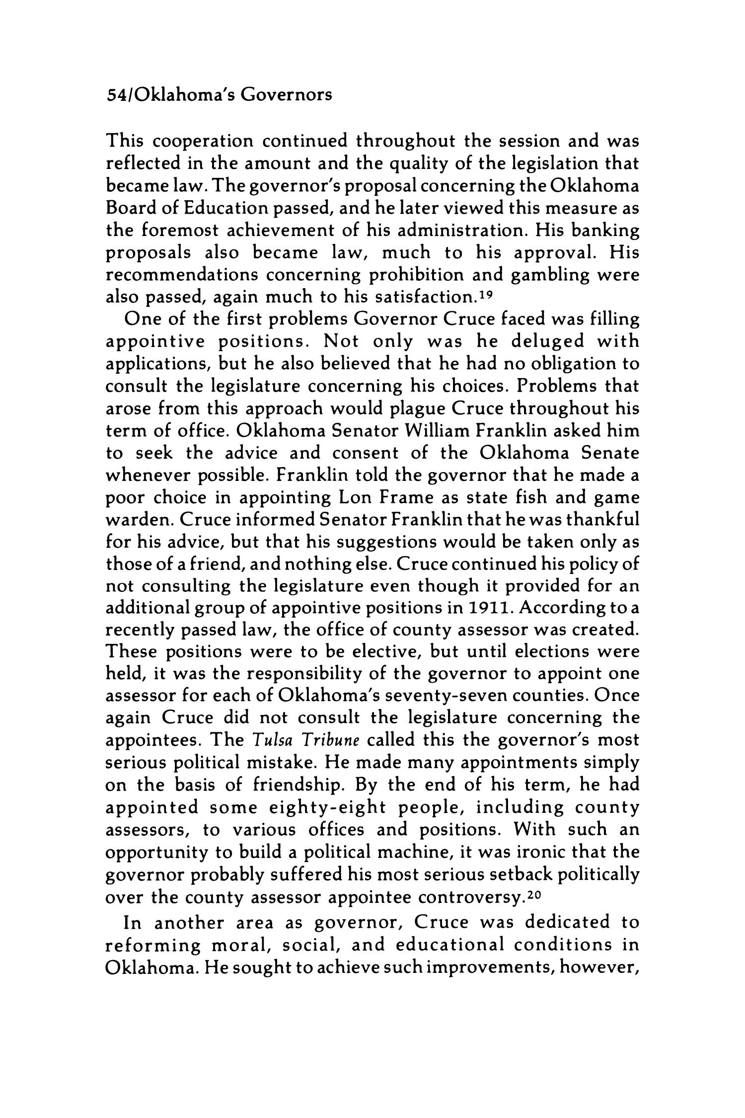 Oklahoma's Governors, 1907-1929: Turbulent Politics
                                                
                                                    54
                                                