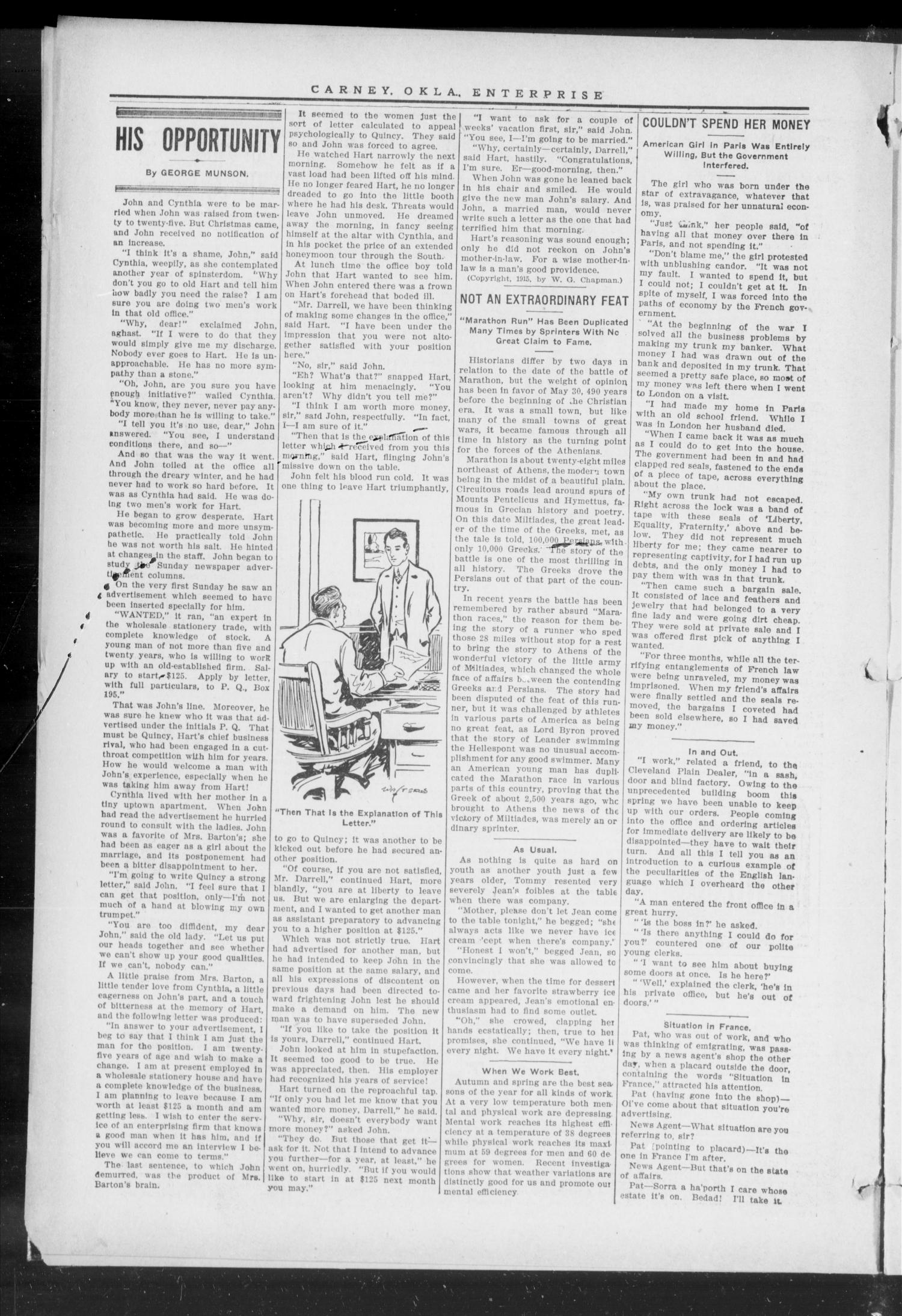 Carney Enterprise. (Carney, Okla.), Vol. 14, No. 49, Ed. 1 Friday, July 2, 1915
                                                
                                                    [Sequence #]: 10 of 12
                                                