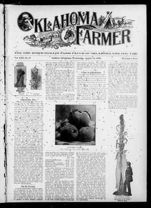 Primary view of object titled 'Oklahoma Farmer (Guthrie, Okla.), Vol. 13, No. 17, Ed. 1 Wednesday, August 24, 1904'.