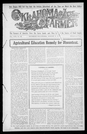 Primary view of object titled 'Oklahoma Farmer (Guthrie, Okla.), Vol. 17, No. 12, Ed. 1 Wednesday, August 5, 1908'.