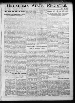 Primary view of object titled 'Oklahoma State Register. (Guthrie, Okla.), Vol. 21, No. 39, Ed. 1 Thursday, February 13, 1913'.