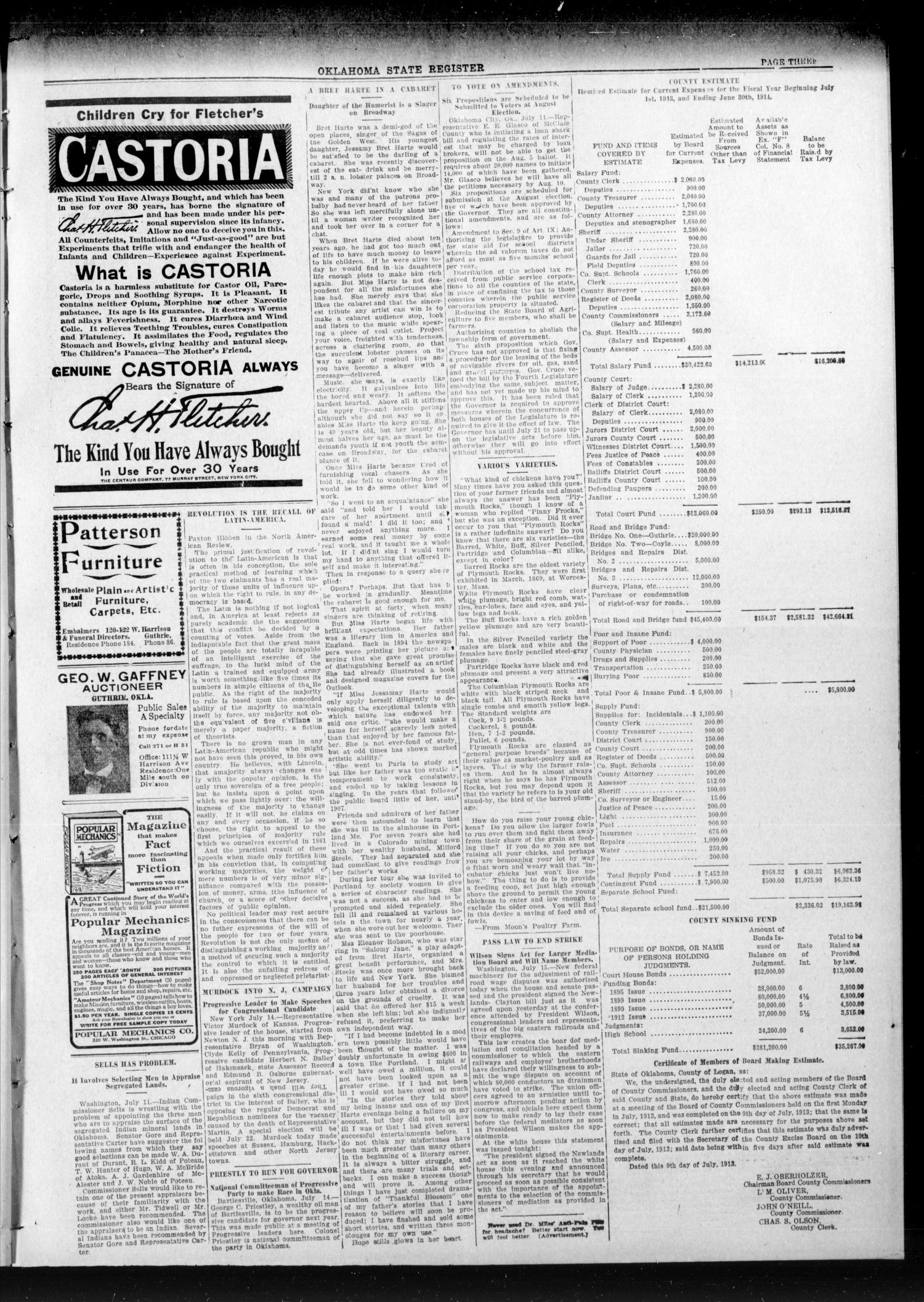 Oklahoma State Register. (Guthrie, Okla.), Vol. 22, No. 9, Ed. 1 Thursday, July 17, 1913
                                                
                                                    [Sequence #]: 3 of 8
                                                