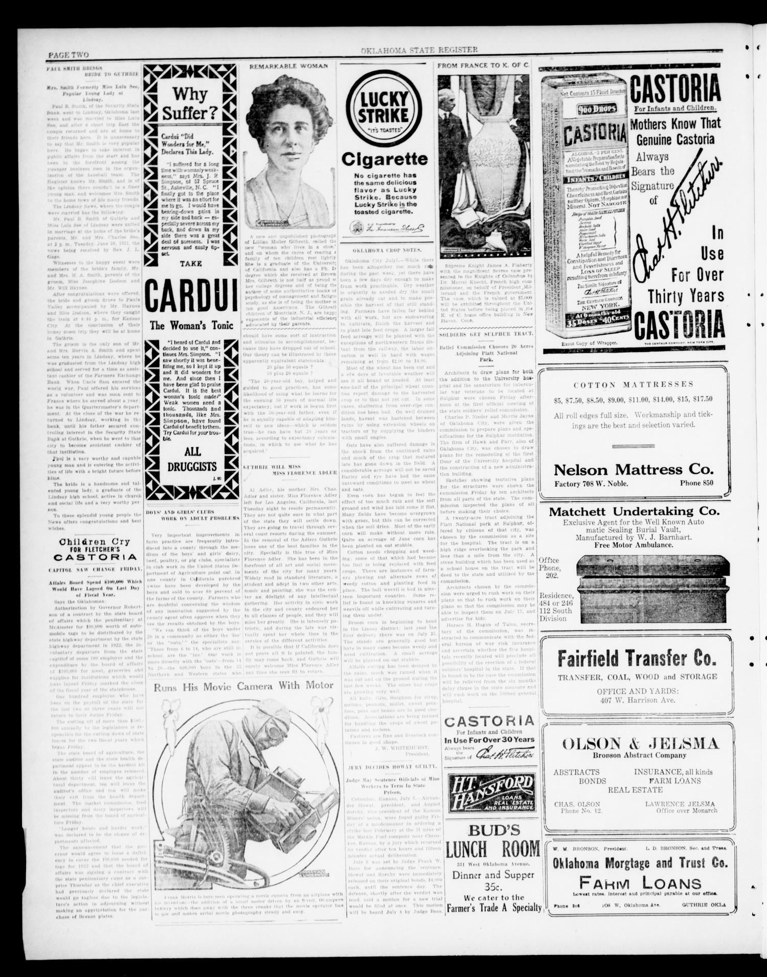 Oklahoma State Register (Guthrie, Okla.), Vol. 30, No. 10, Ed. 1 Thursday, July 7, 1921
                                                
                                                    [Sequence #]: 2 of 8
                                                